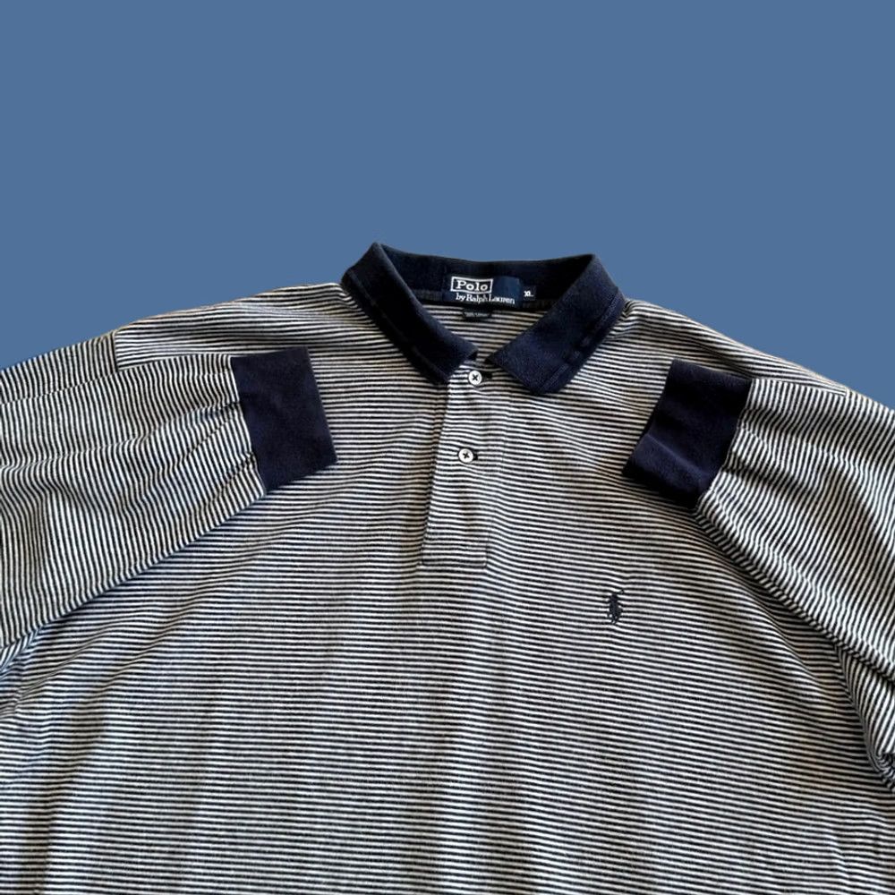 Polo Ralph Lauren Vintage Polo Ralph Lauren Mens Size XL Striped Black Gray Size US XL / EU 56 / 4 - 1 Thumbnail