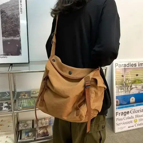 Military Messenger Bag in Brown, Men's