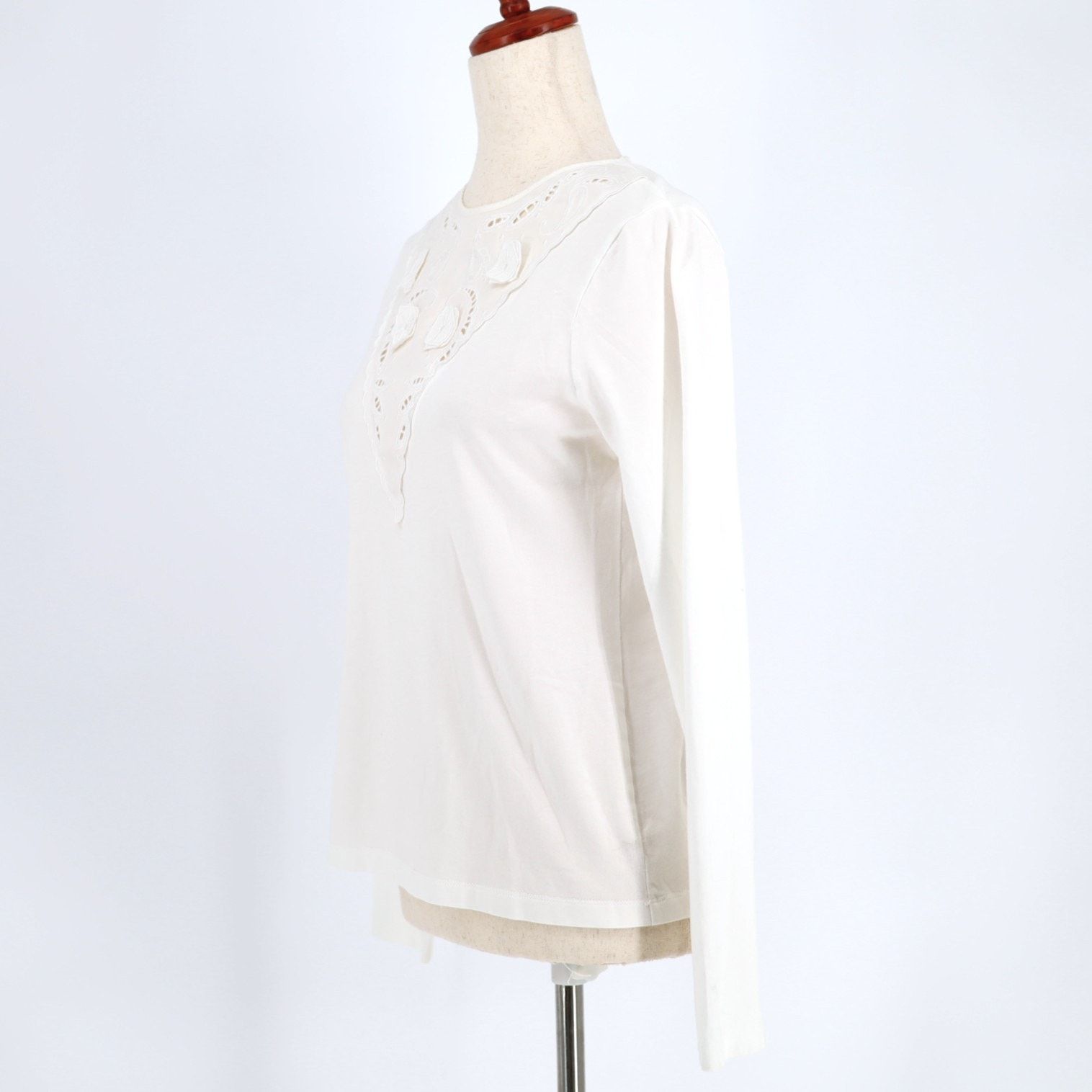 Helmut Lang Helmut Lang Women White Embroidery Long Sleeve Top Size S Size S / US 4 / IT 40 - 3 Thumbnail