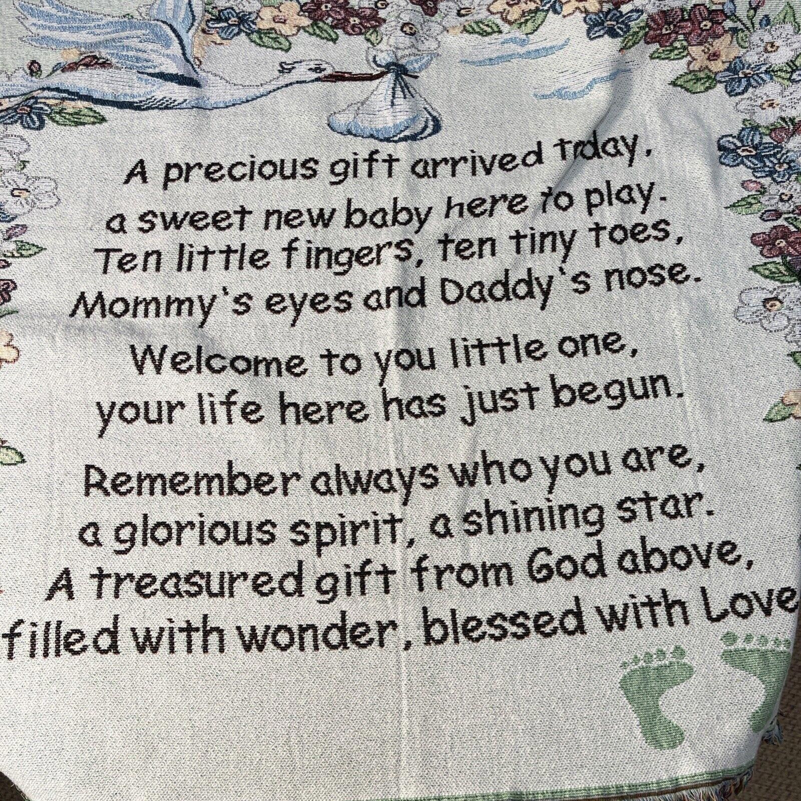 Designer Vintage Woven Tapestry Throw Baby Blanket Nursery Stork Size ONE SIZE - 4 Thumbnail