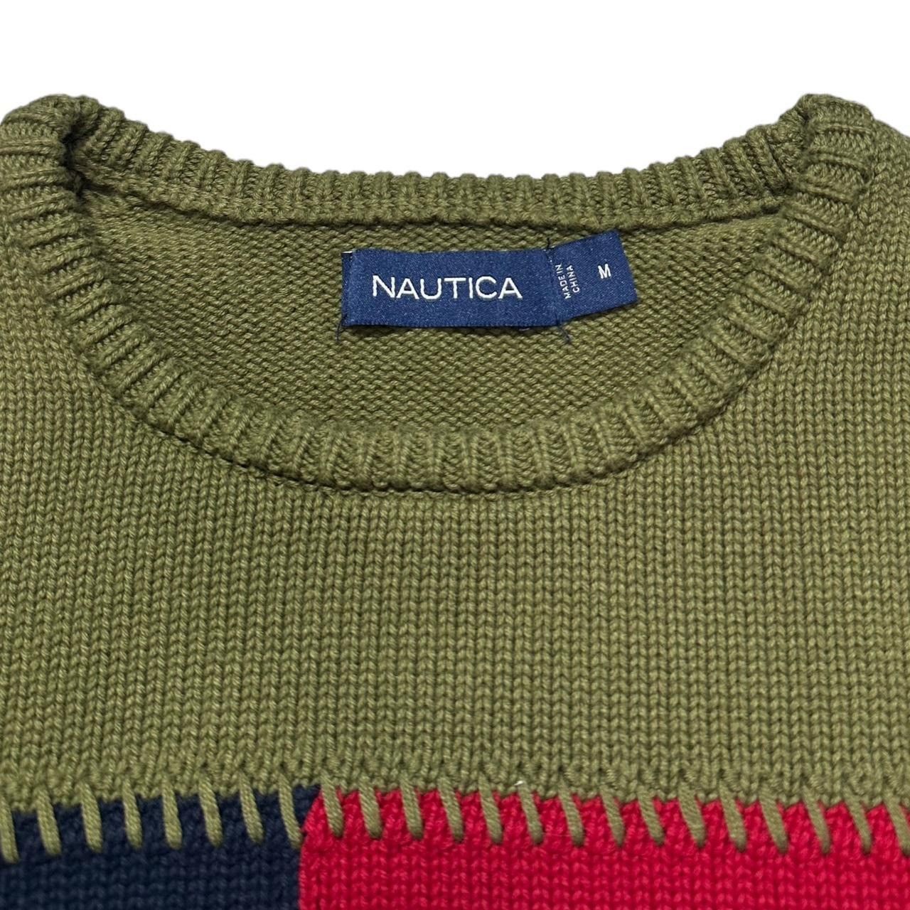 Nautica × Vintage Nautica Knitted Sweater Flag Intarsia Olive Size US M / EU 48-50 / 2 - 4 Thumbnail