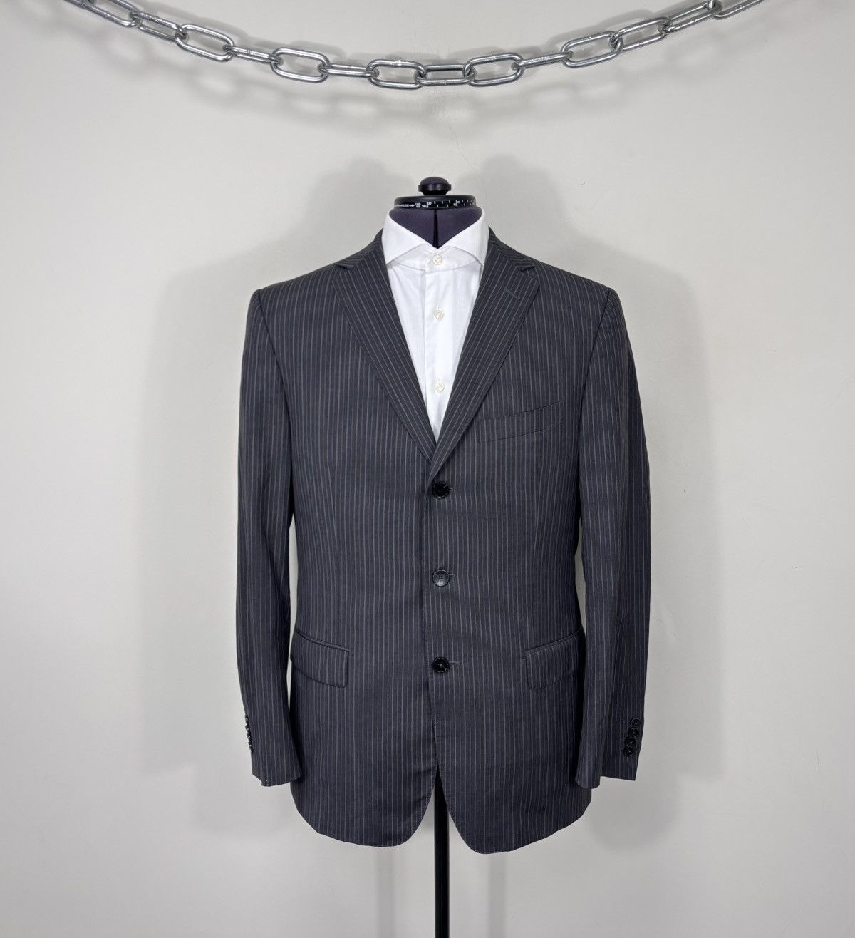 Z Zegna Ermenegildo Z Zegna Men’s Striped Grey Wool Blazer Jacket Size 40R - 1 Thumbnail