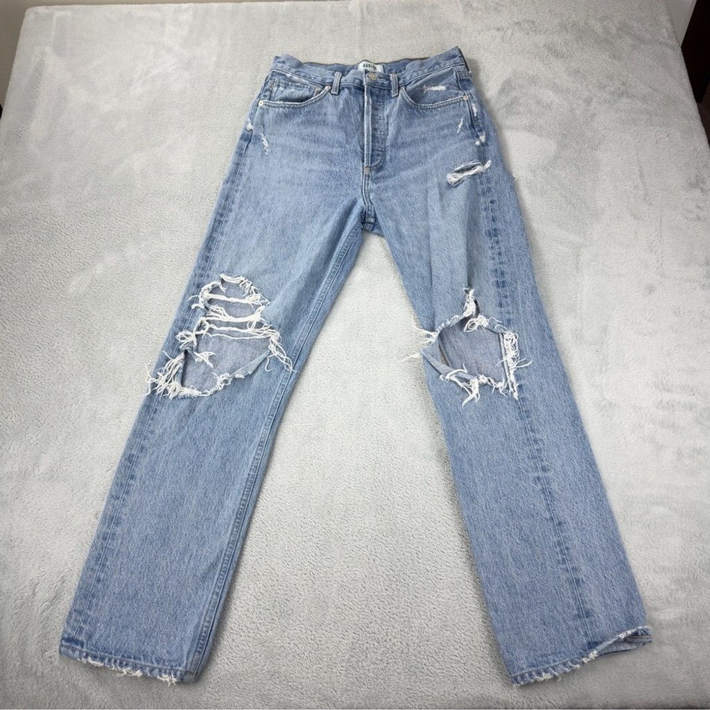 Agolde Agolde Women Sz 27 W x 28 L 90s Mid Rise Straight Distressed Size 27" / US 4 / IT 40 - 3 Thumbnail