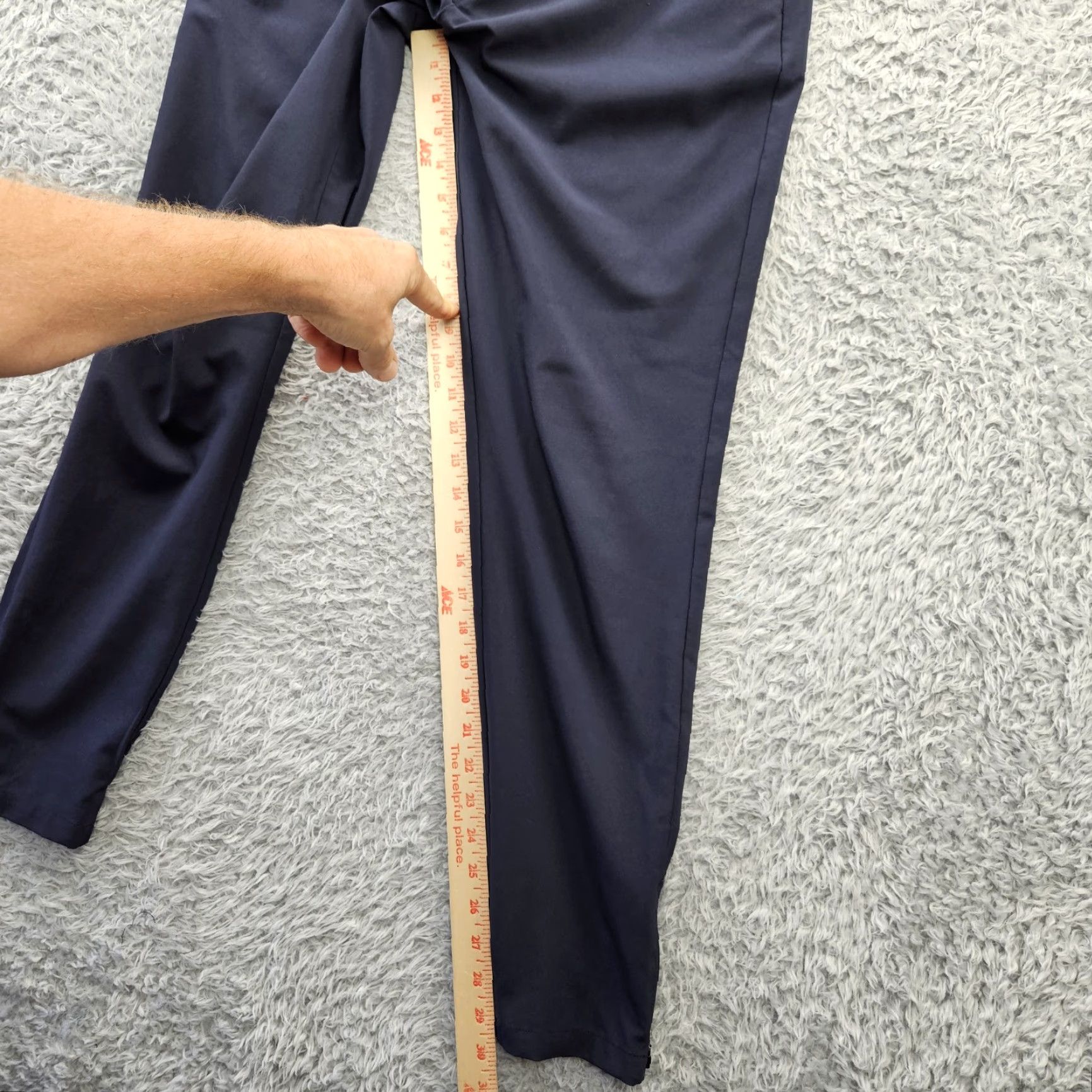 PRIMO Golf Pants Men 32 Regular Blue Pant Chino 5-Pocket Tapered Zip Ankle Inseam 30 Satin Polyester Front Flat Front Waist 31 Classic Sports Mens