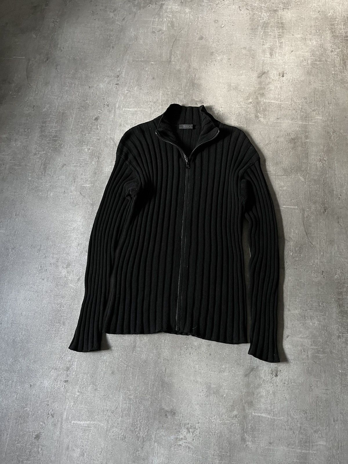 Pre-owned Prada X Vintage Prada Wool Zip Up Sweater Black