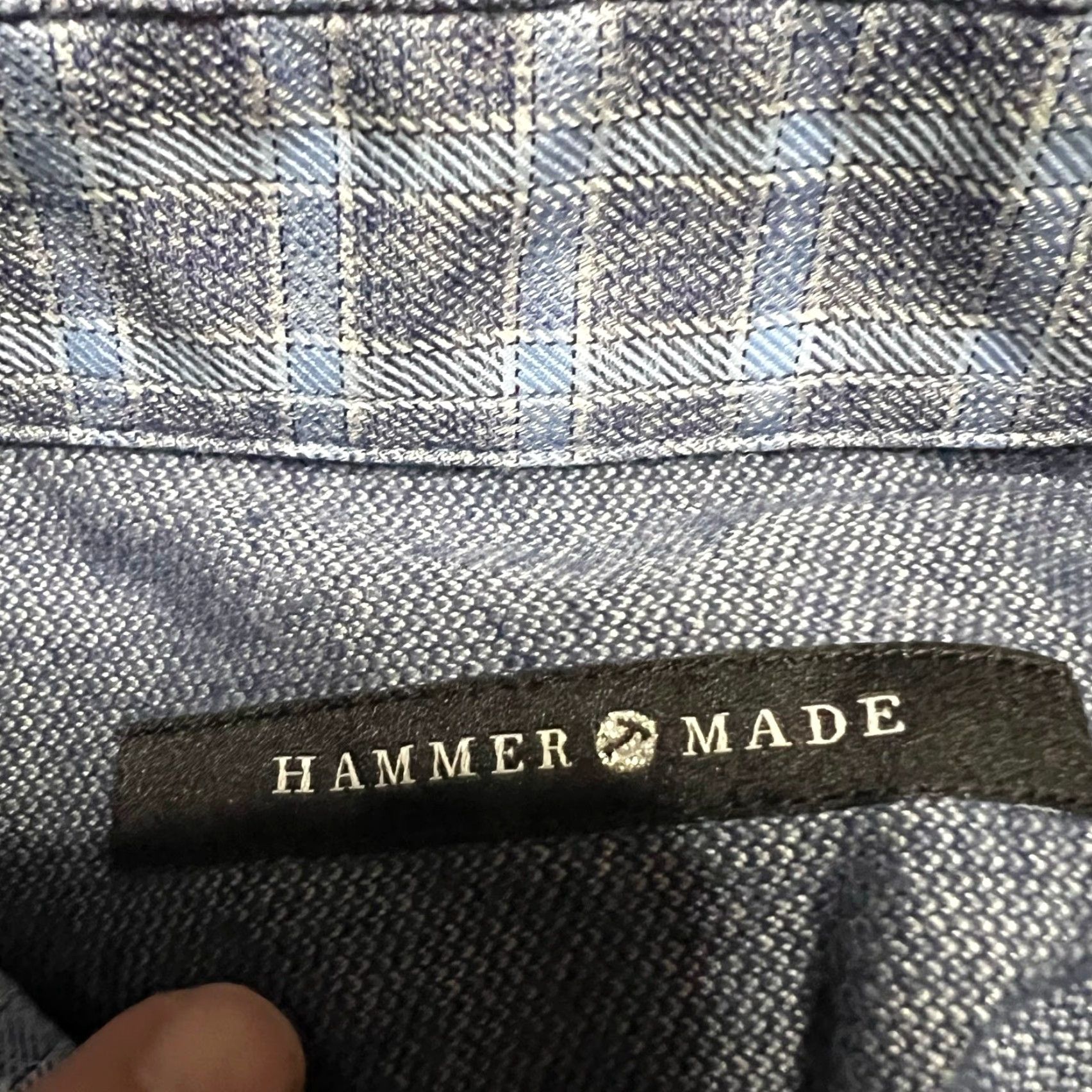 Vintage Hammermade Dress Shirt Mens Large 16.5 Blue Button Up Heathered Blue Shirt L Men Long Sleeve Blue Fashion Shirt Size 42R - 6 Thumbnail