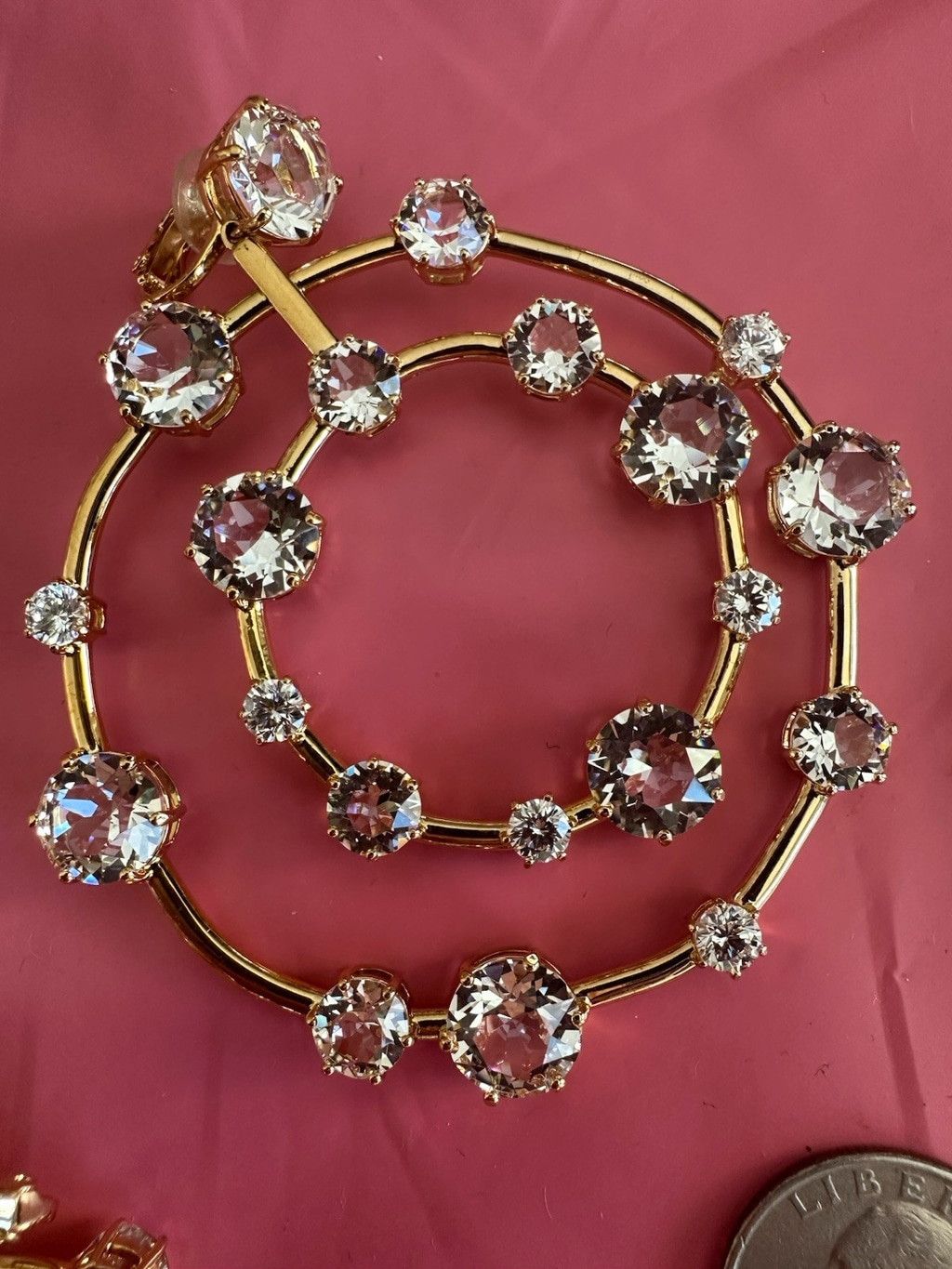 Swarovski Swarovski Signed Large Dangle Circles ClipOn Crystal Earring Size ONE SIZE - 3 Thumbnail