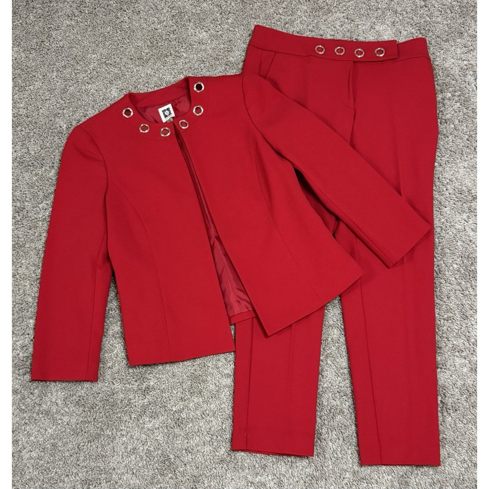 Anne Klein ANNE KLEIN Barbados Cherry Red Two Piece Business Suit XS/2 Size XS / US 0-2 / IT 36-38 - 2 Thumbnail
