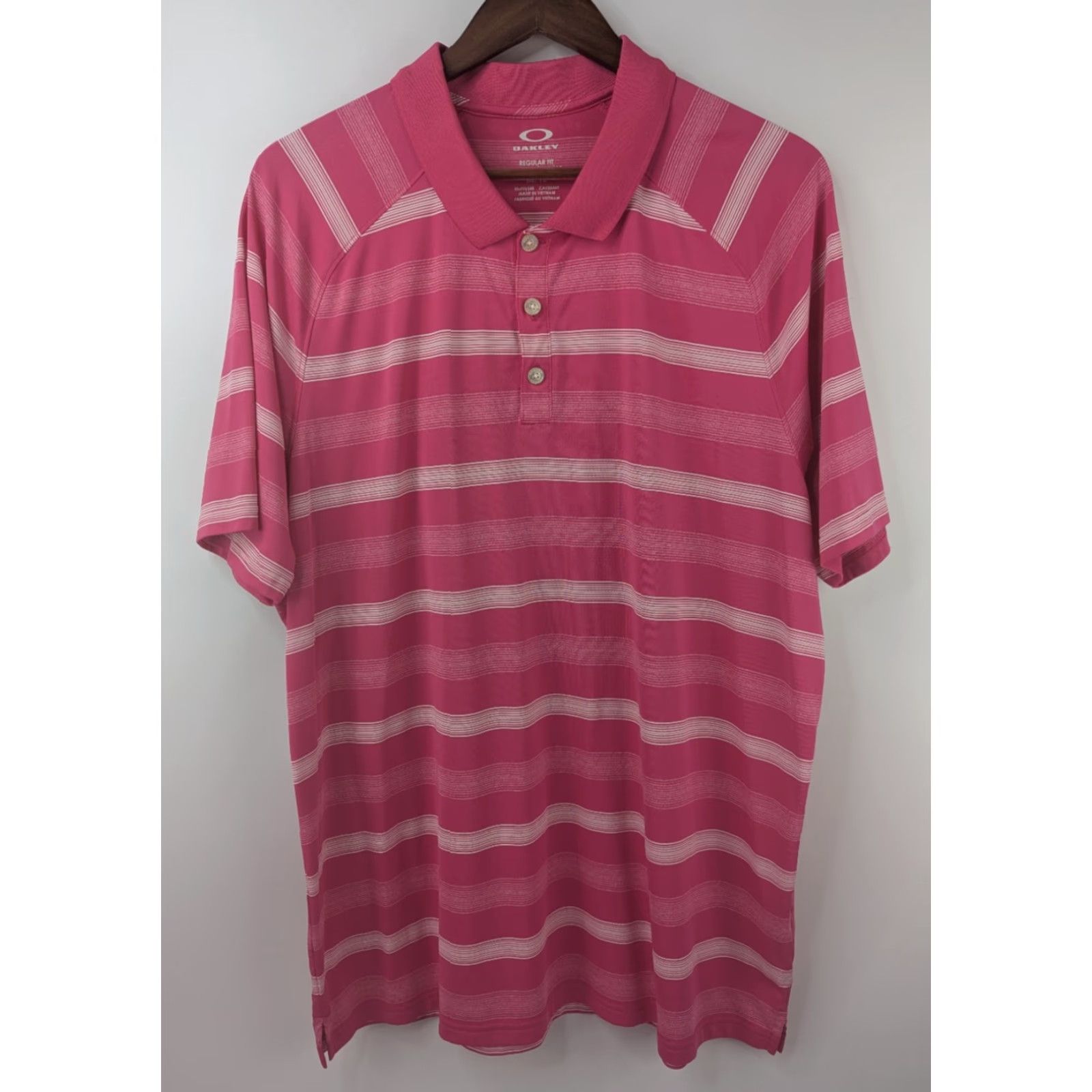 Oakley OAKLEY Polo Golf Shirt Pink Stripe Men's XL Regular Fit Hydrolix Casual Size US XL / EU 56 / 4 - 2 Thumbnail