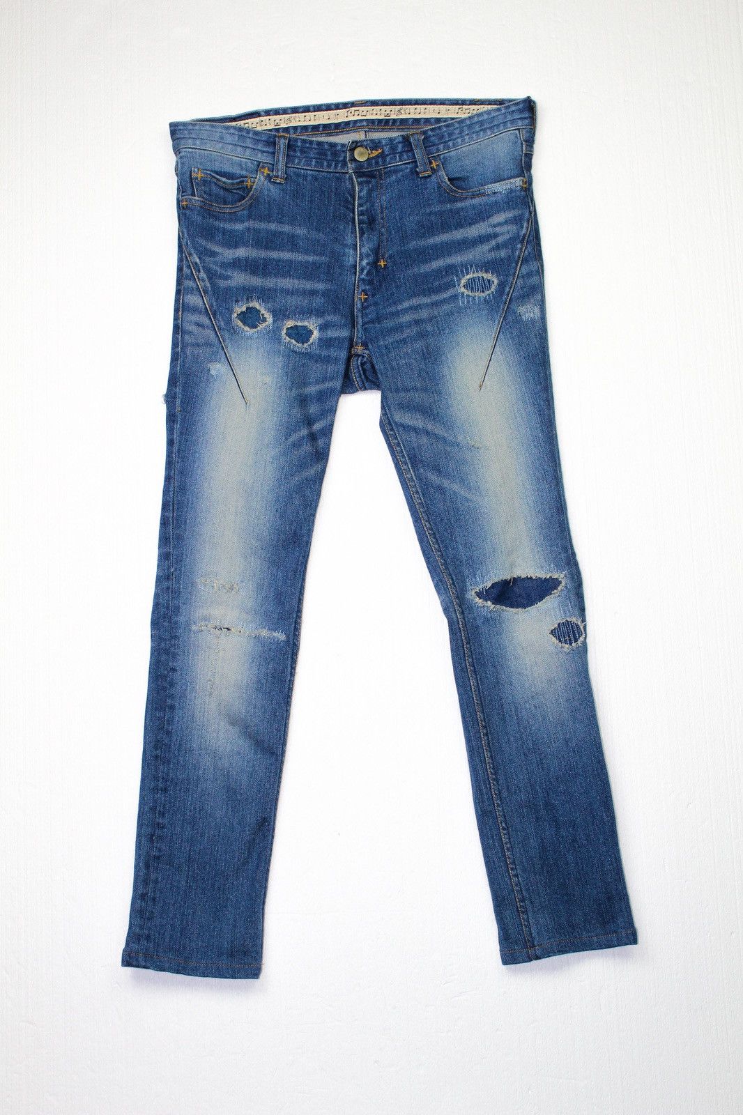 image of Number N Ine Damaged Jeans in Blue, Men's (Size 30)