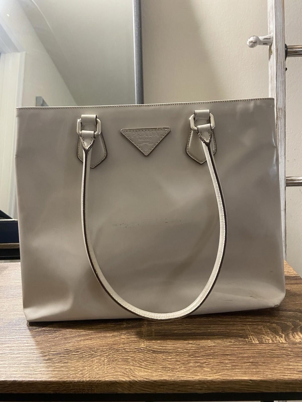 Prada Prada Spazzolato Glossy Beige Patent Leather Tote Bag, Read* Size ONE SIZE - 1 Thumbnail