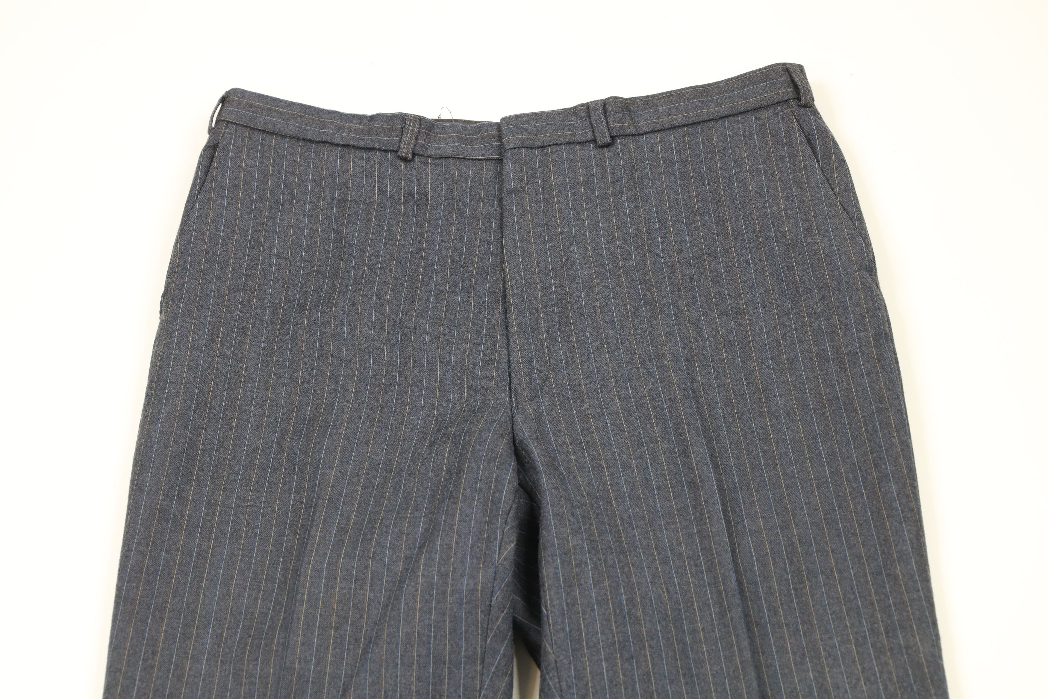 Vintage Vintage 70s Streetwear Wool Pinstriped Wide Leg Chino Pants Size US 36 / EU 52 - 2 Thumbnail