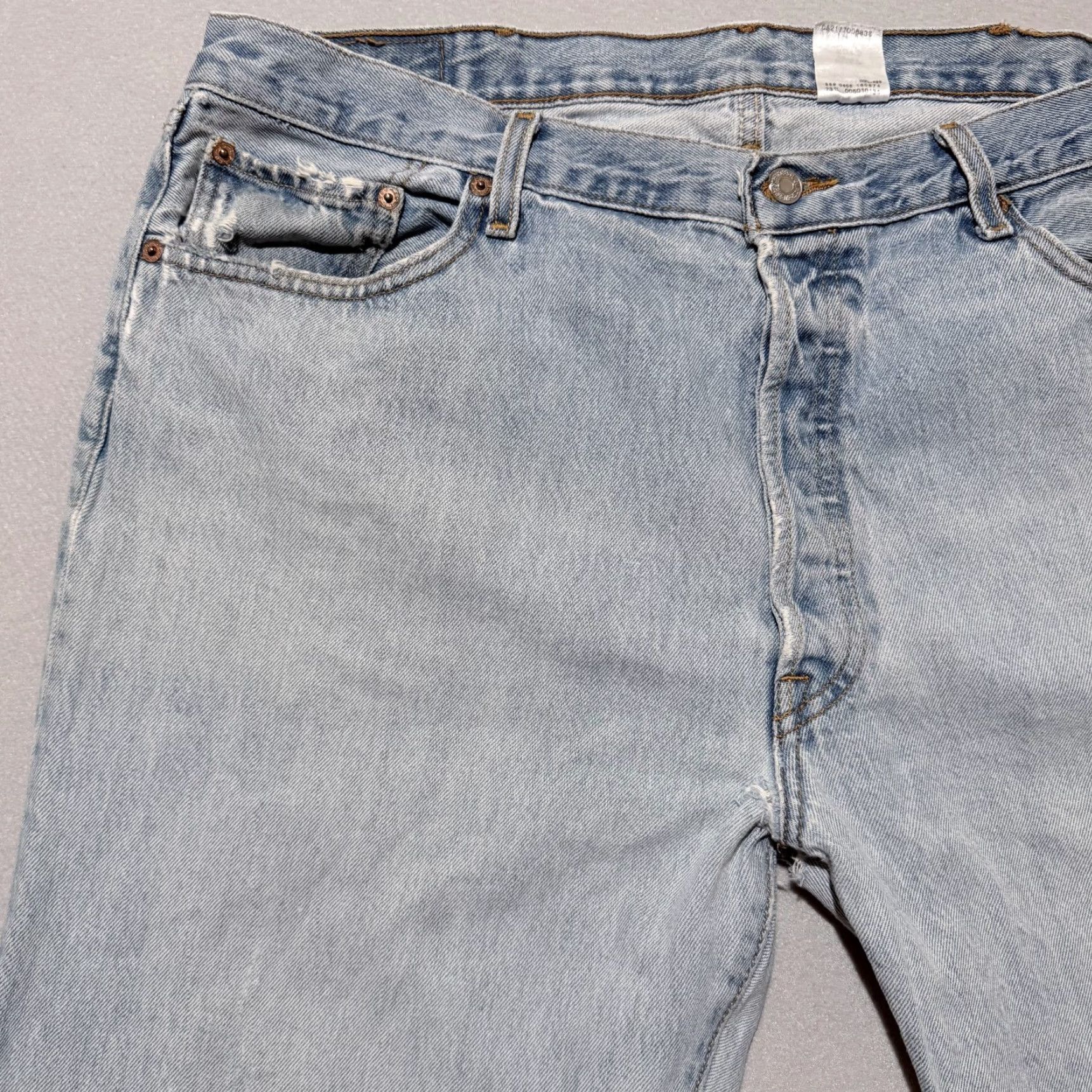 Levi's VINTAGE Levi's Jeans Men Blue 501 Distressed Zip-Fly Straight-Leg 40x34 Mens Jeans Vintage Levi's 501 Size US 40 / EU 56 - 2 Thumbnail