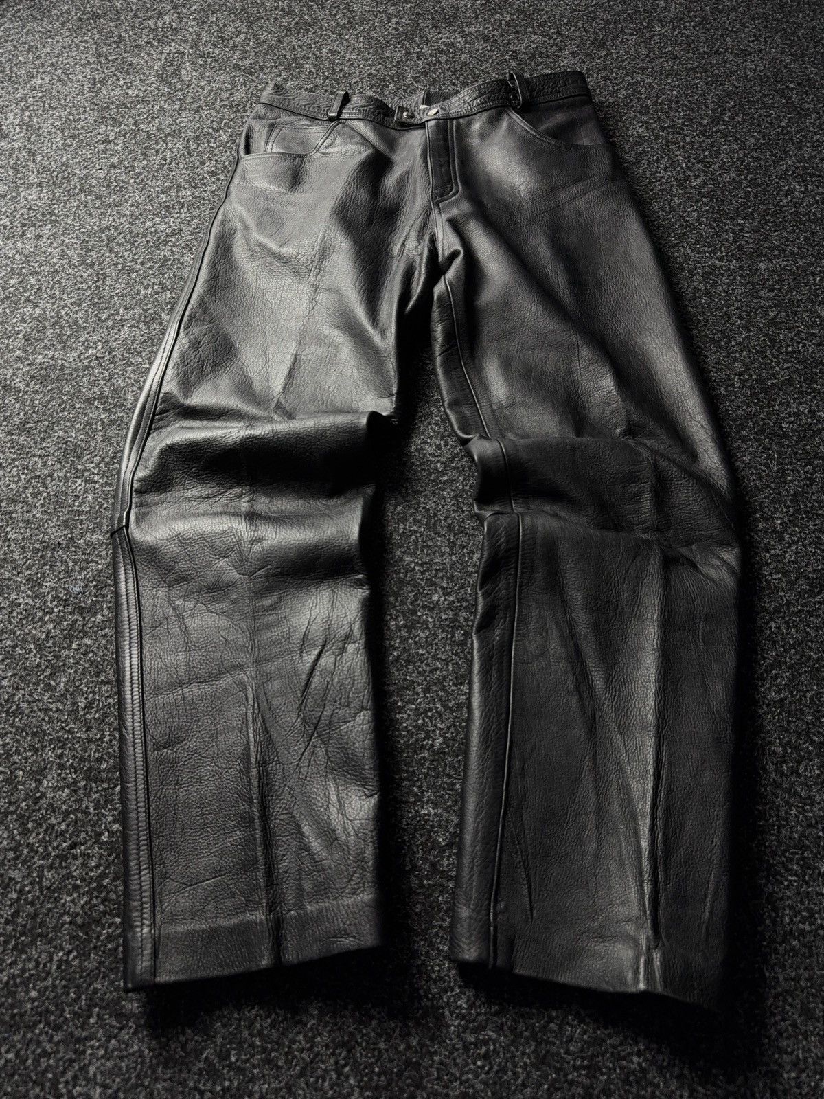 Leather Y2K Vintage Leather Pants Opium Style Alt Biker USA Rare Size US 35 - 1 Thumbnail