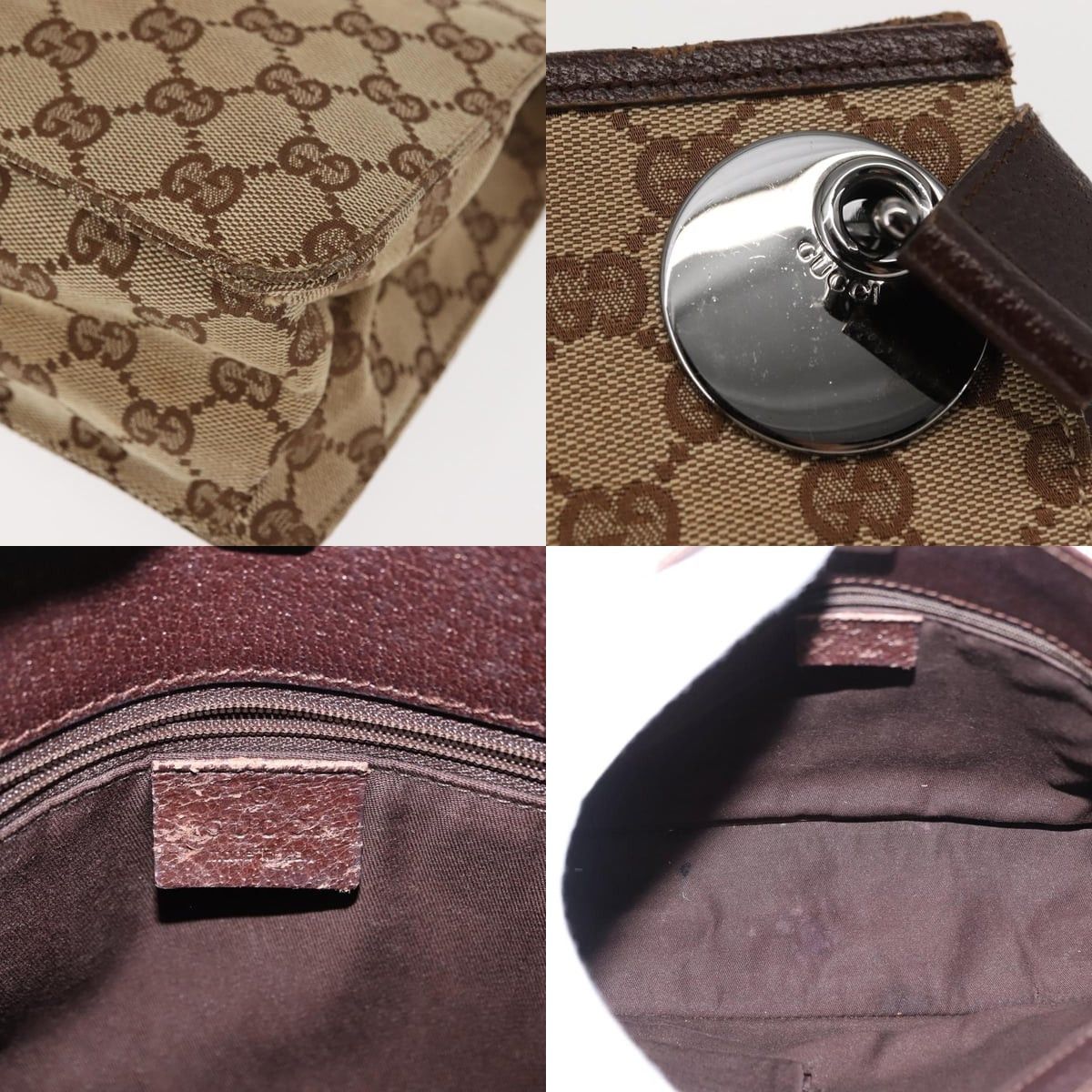 Gucci GUCCI GG Canvas Shoulder Bag Beige Silver Size ONE SIZE - 11 Thumbnail