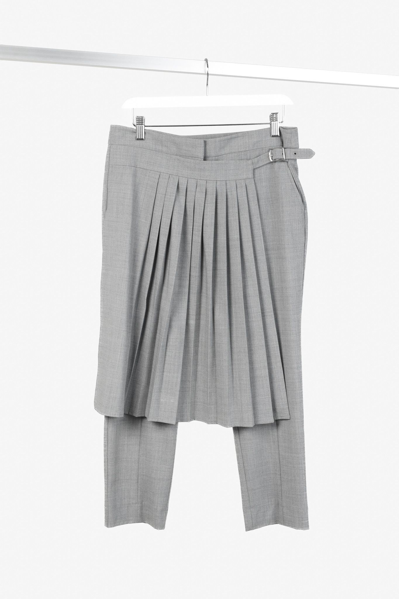 Tibi Tibi Grey Stretch-Wool Layered-Pleated Pants Size 27" / US 4 / IT 40 - 1 Thumbnail