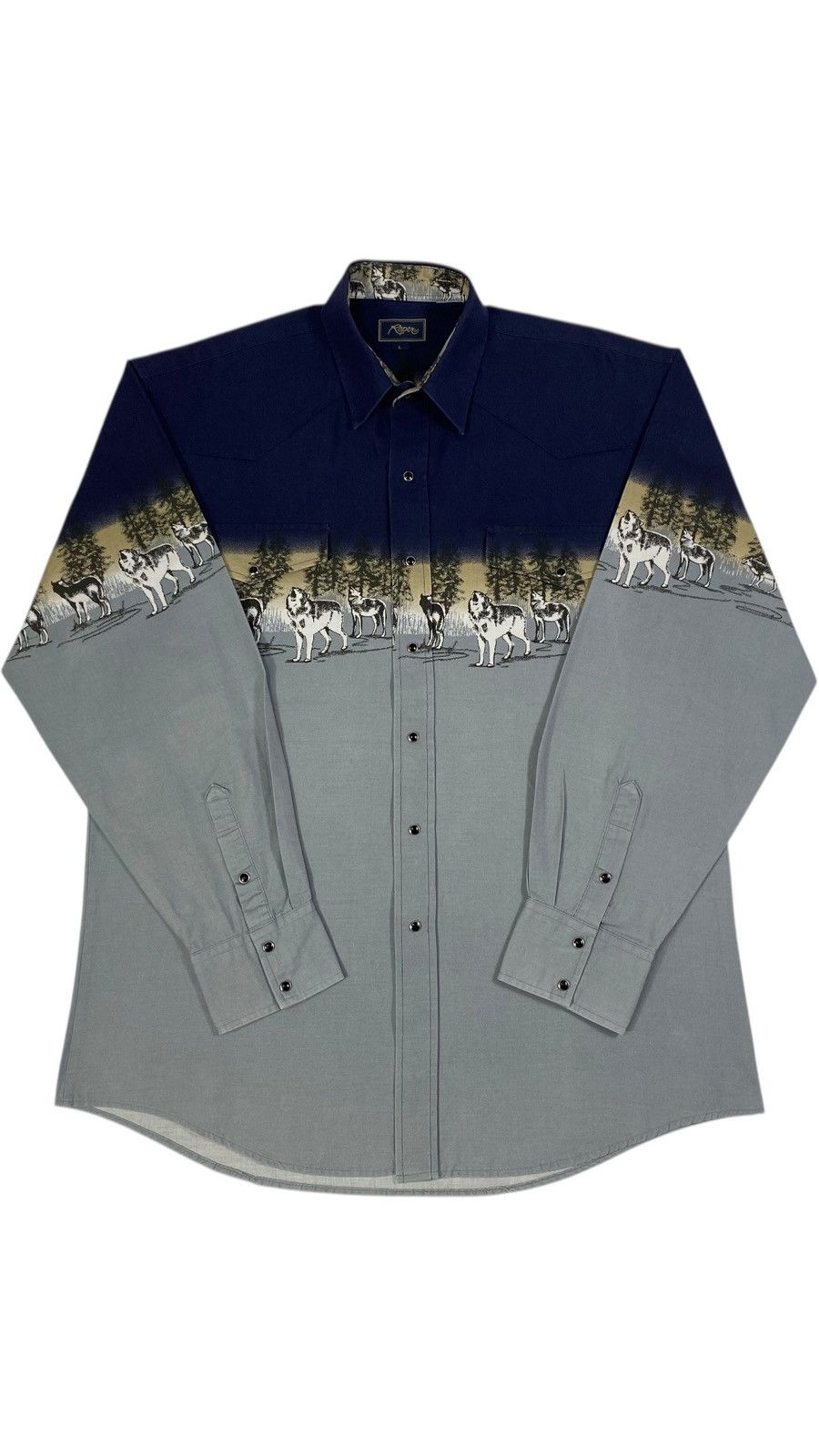 Vintage 90s Wolfs Forest Western Snap Buttons Shirt