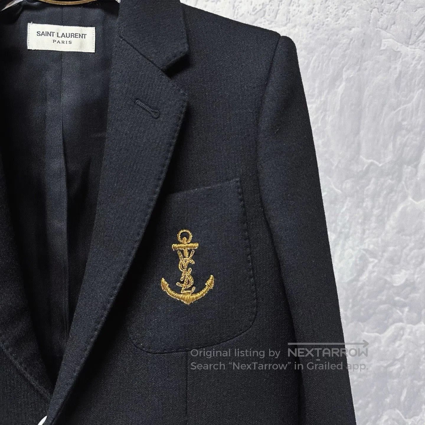 Saint Laurent Paris Saint Laurent Anchor Embroidered Wool Blazer. Size XS / US 0-2 / IT 36-38 - 2 Thumbnail