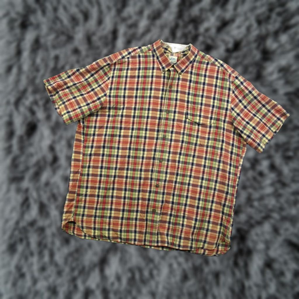 Lucky Brand VINTAGE Lucky Brand Dungarees Shirt Mens XXL Plaid Short Sleeve Button-Up Size US 39 - 1 Thumbnail