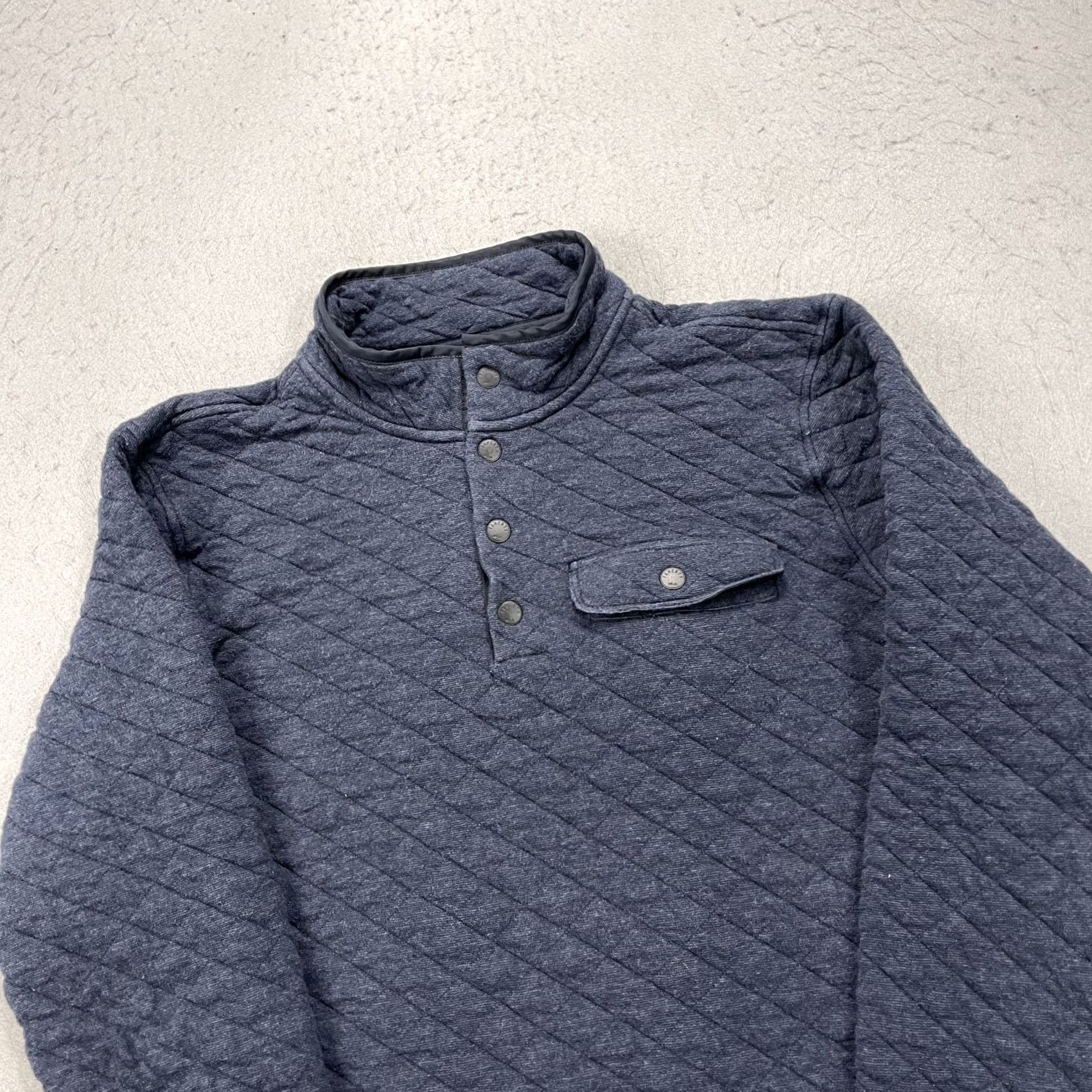 Faherty Faherty Jacket Mens Medium Blue Quilted Snap T Pullover Cotton Blend Mock Neck Mens Jacket Quilted Blue Faherty Size US M / EU 48-50 / 2 - 3 Thumbnail