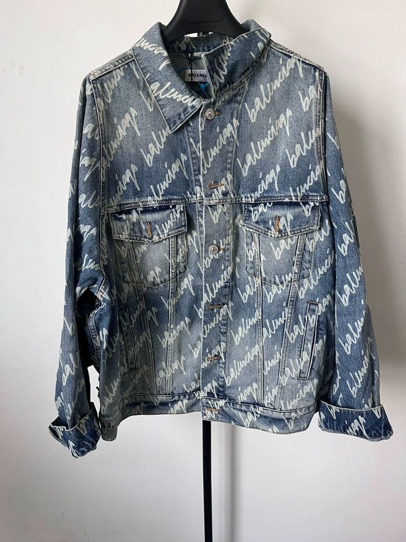 Balenciaga Balenciaga size 38 Denim jacket with full logo of bullet sc Size US M / EU 48-50 / 2 - 1 Thumbnail