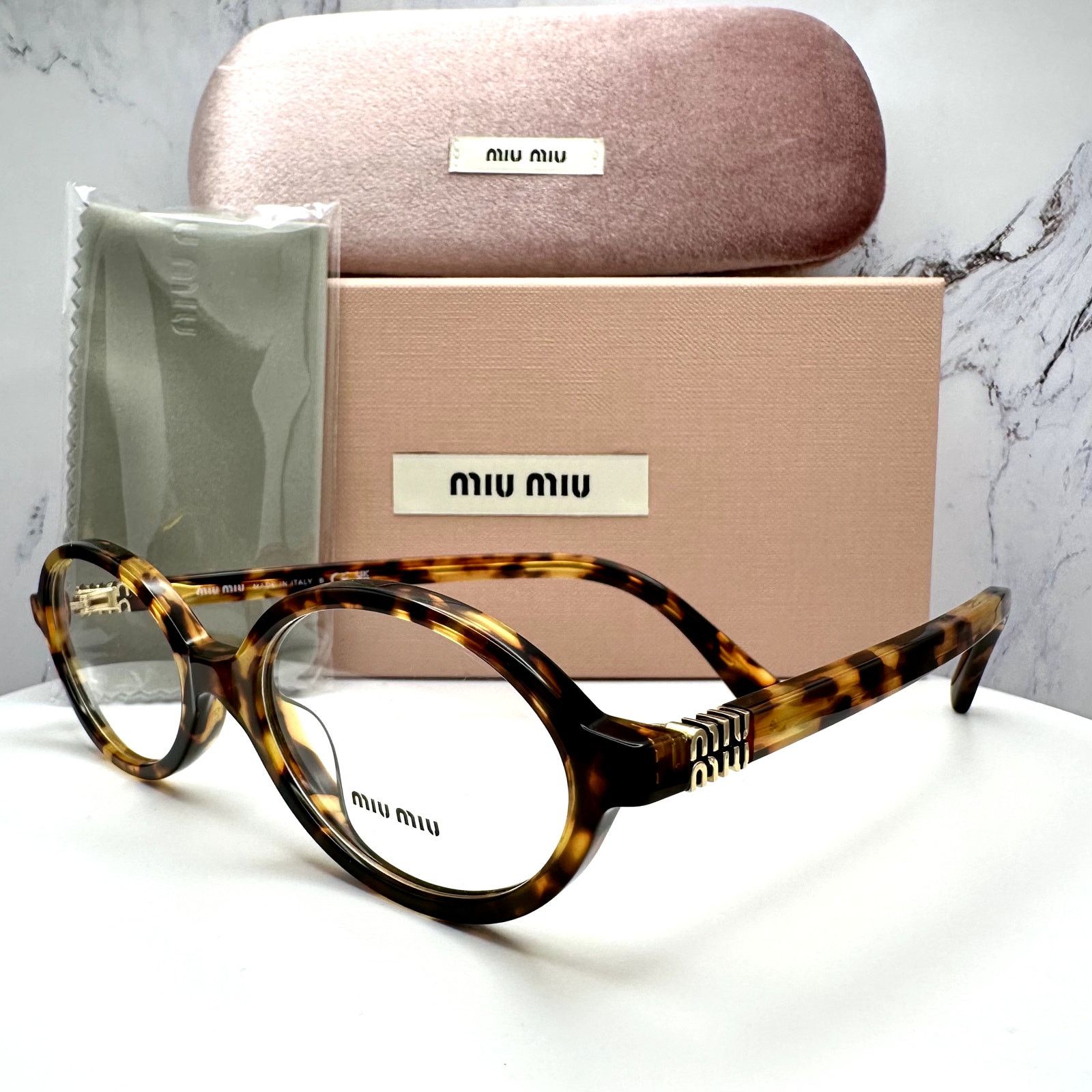 Miu Miu NEW MIU MIU Womens Eyeglasses Brown Oval Full Rim Frames Size ONE SIZE - 1 Thumbnail