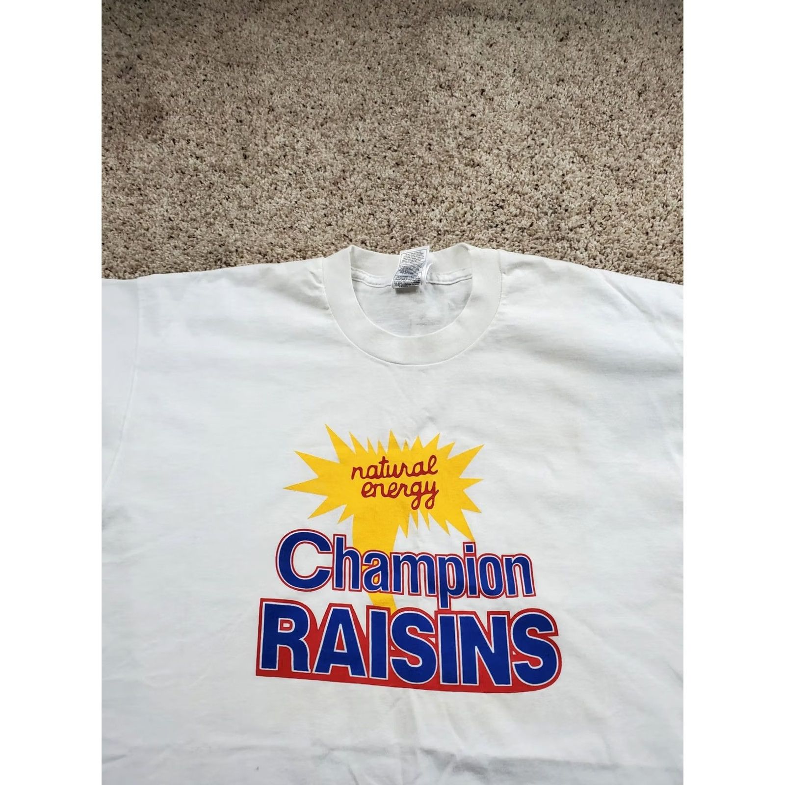 Fruit Of The Loom VINTAGE Champion Raisins Shirt Mens XL White Fruit of the Loom Graphic Promo 90s Size US XL / EU 56 / 4 - 4 Thumbnail