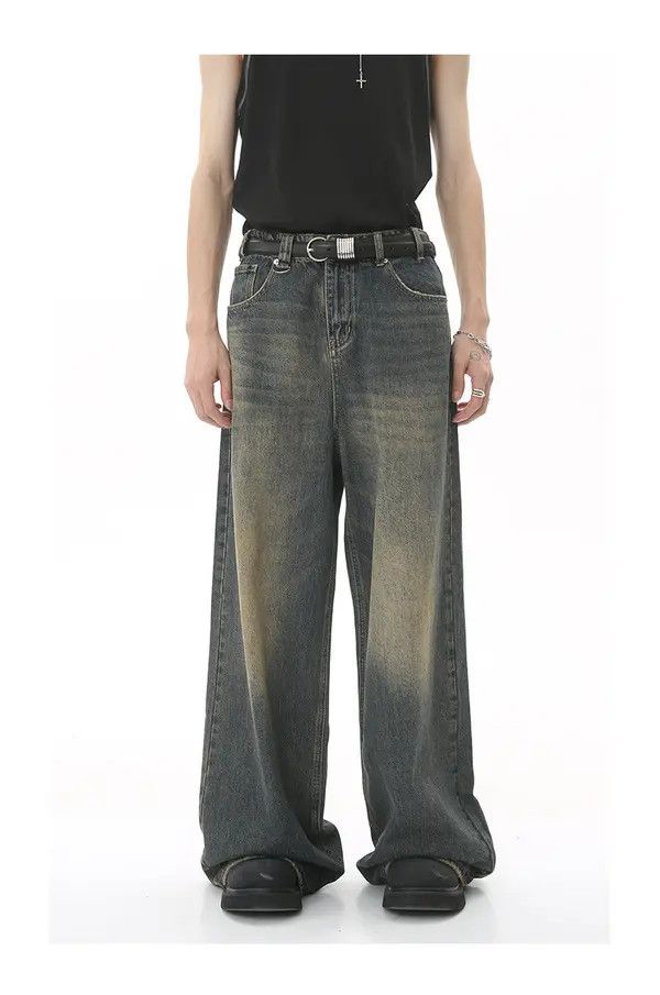 Japanese Brand Kawase x Mita Vintage washed distressed loose wide-leg jeans Size US 32 / EU 48 - 2 Thumbnail
