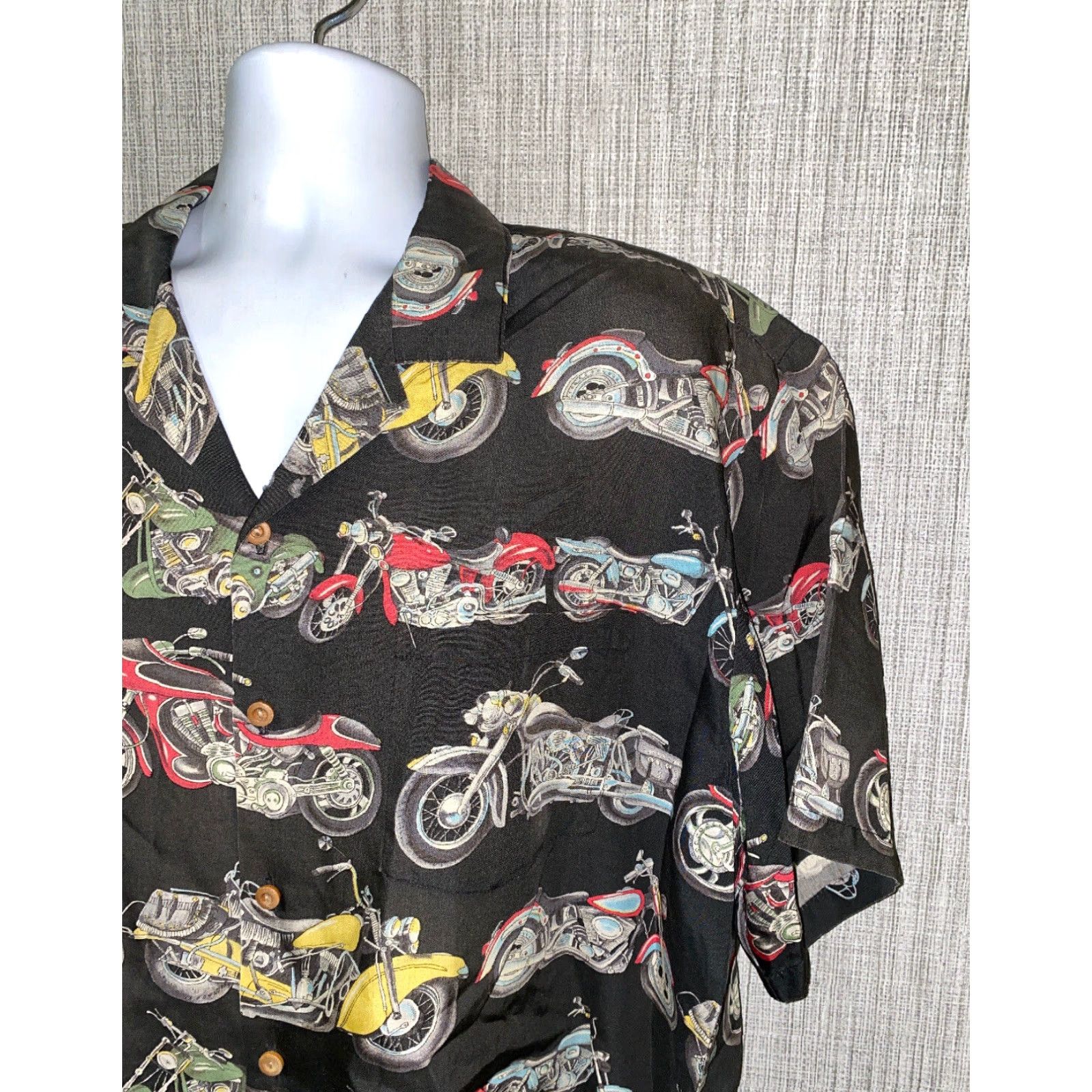 Paradise Found Paradise Found Men's Hawaiian Shirt Motorcycle Print Aloha Casual Button-Up XL Multicolor Size US XL / EU 56 / 4 - 2 Thumbnail