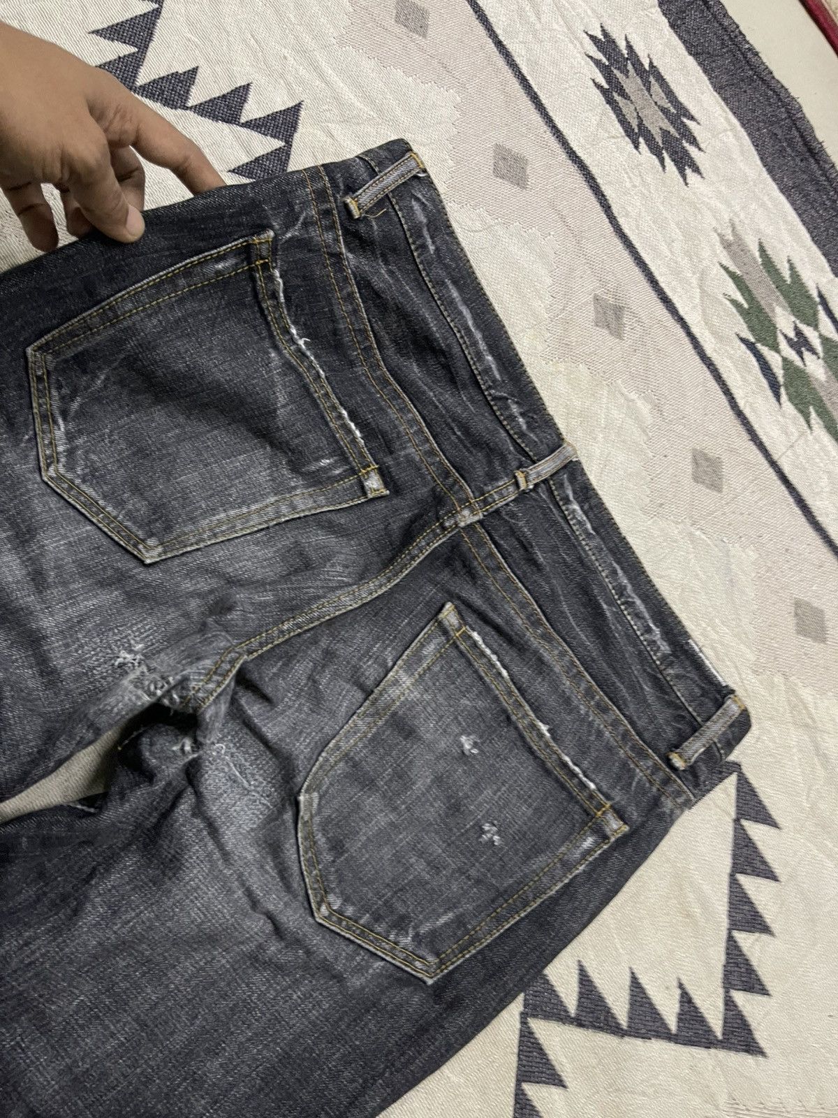If Six Was Nine 2000s BLUE WAY DISTRESSED MUDMAD IF6WAS9 STYLE DENIM JEANS Size US 32 / EU 48 - 19 Thumbnail