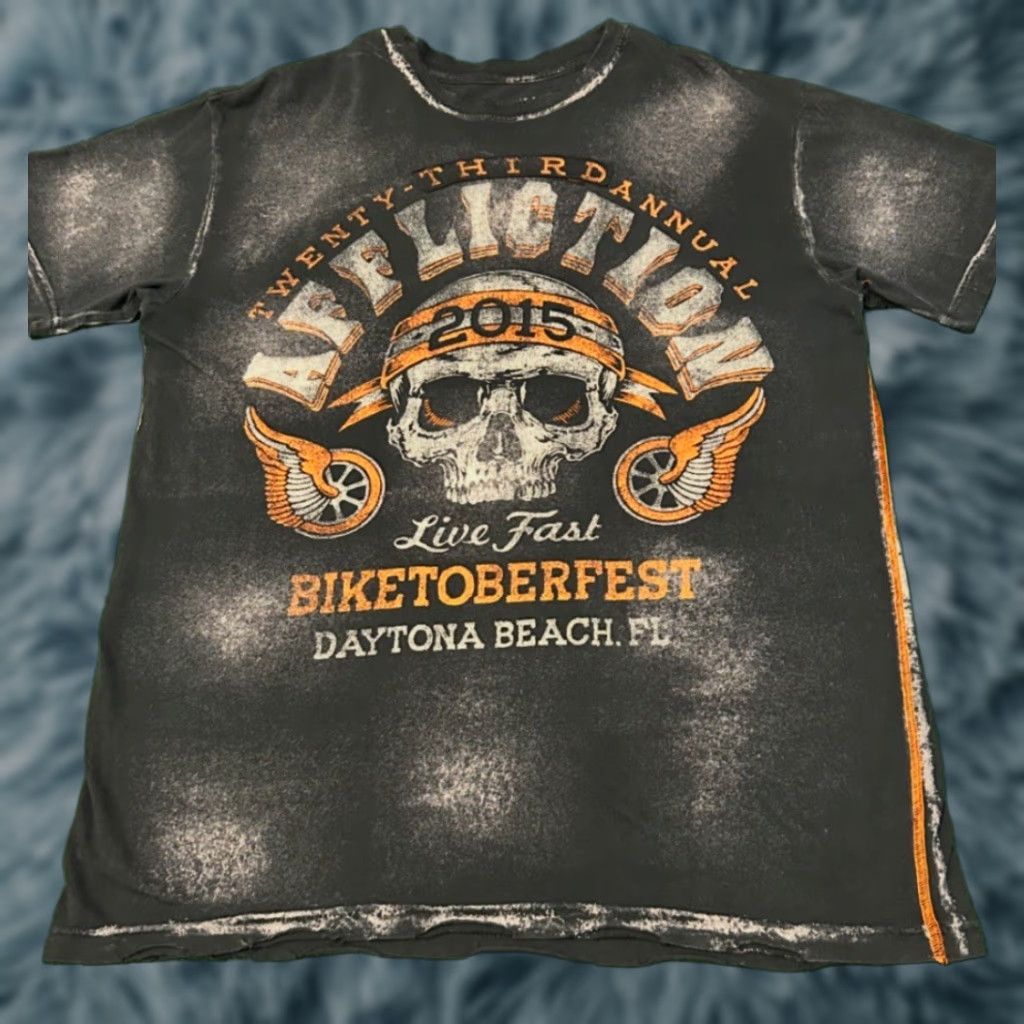 Affliction VINTAGE Affliction Shirt Mens XL Gray Biker Skull 2015 Y2K VTG Daytona Beach Biketoberfest Size US XL / EU 56 / 4 - 1 Thumbnail