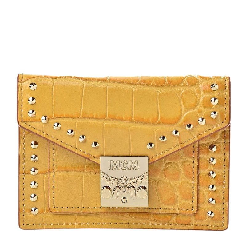MCM Women's Yellow Crocodile Embossed Leather Mini Flap Coin Size ONE SIZE - 1 Thumbnail