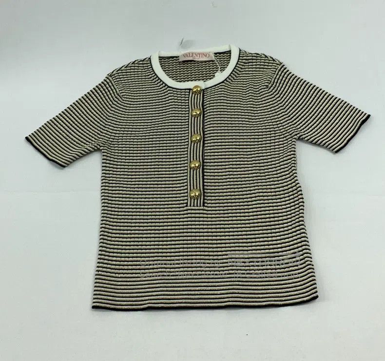 Valentino Valentino Striped gold and silver knitwear Size S / US 4 / IT 40 - 2 Thumbnail