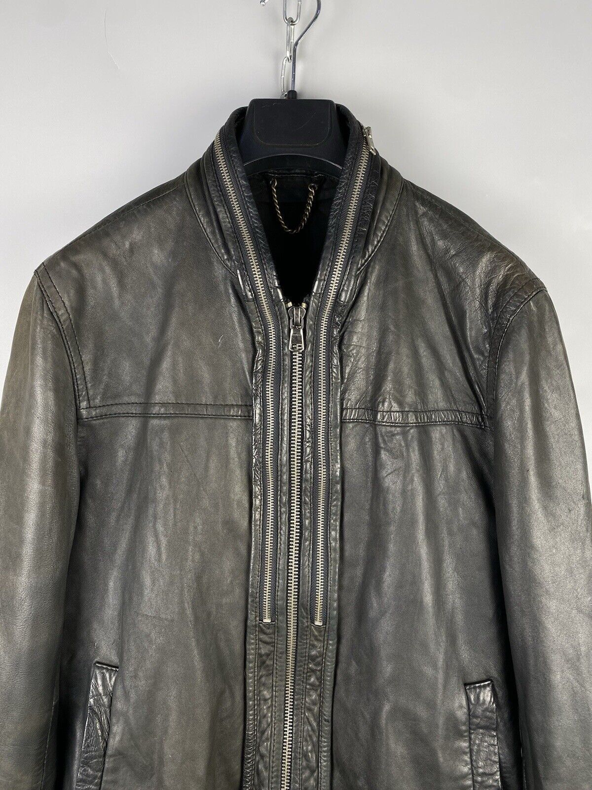 Allsaints Vintage Allsaints Mens Leather Biker Zip Bomber Jacket Size US M / EU 48-50 / 2 - 3 Thumbnail