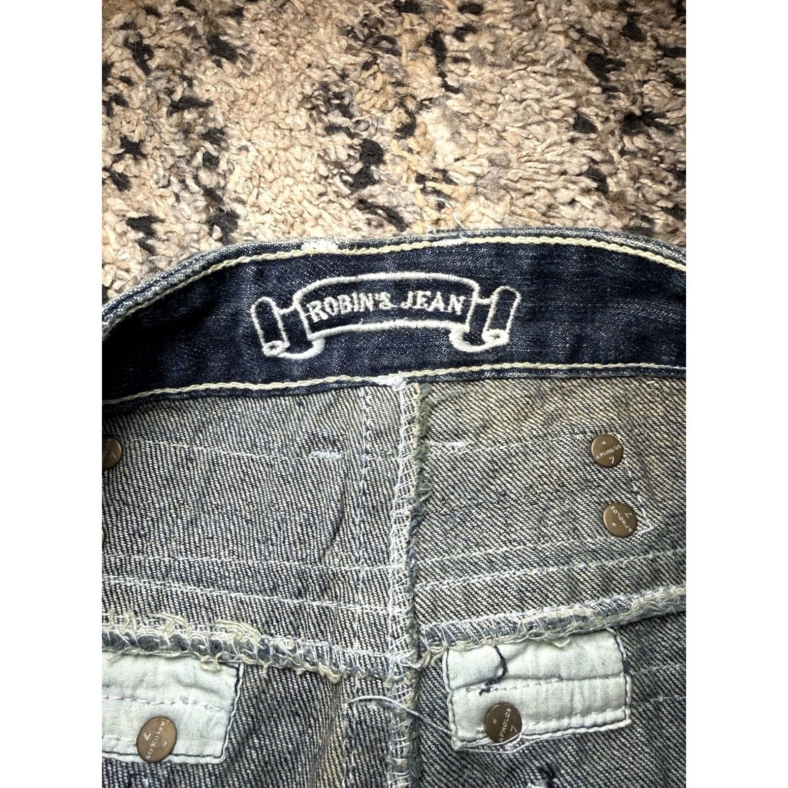 Vintage VINTAGE Robin’s Jeans Jeans Mens 34x32 5-Pocket Straight Crocodile Pocket Stud Iron Cross Y2K RARE Blue Denim Size US 34 / EU 50 - 7 Thumbnail