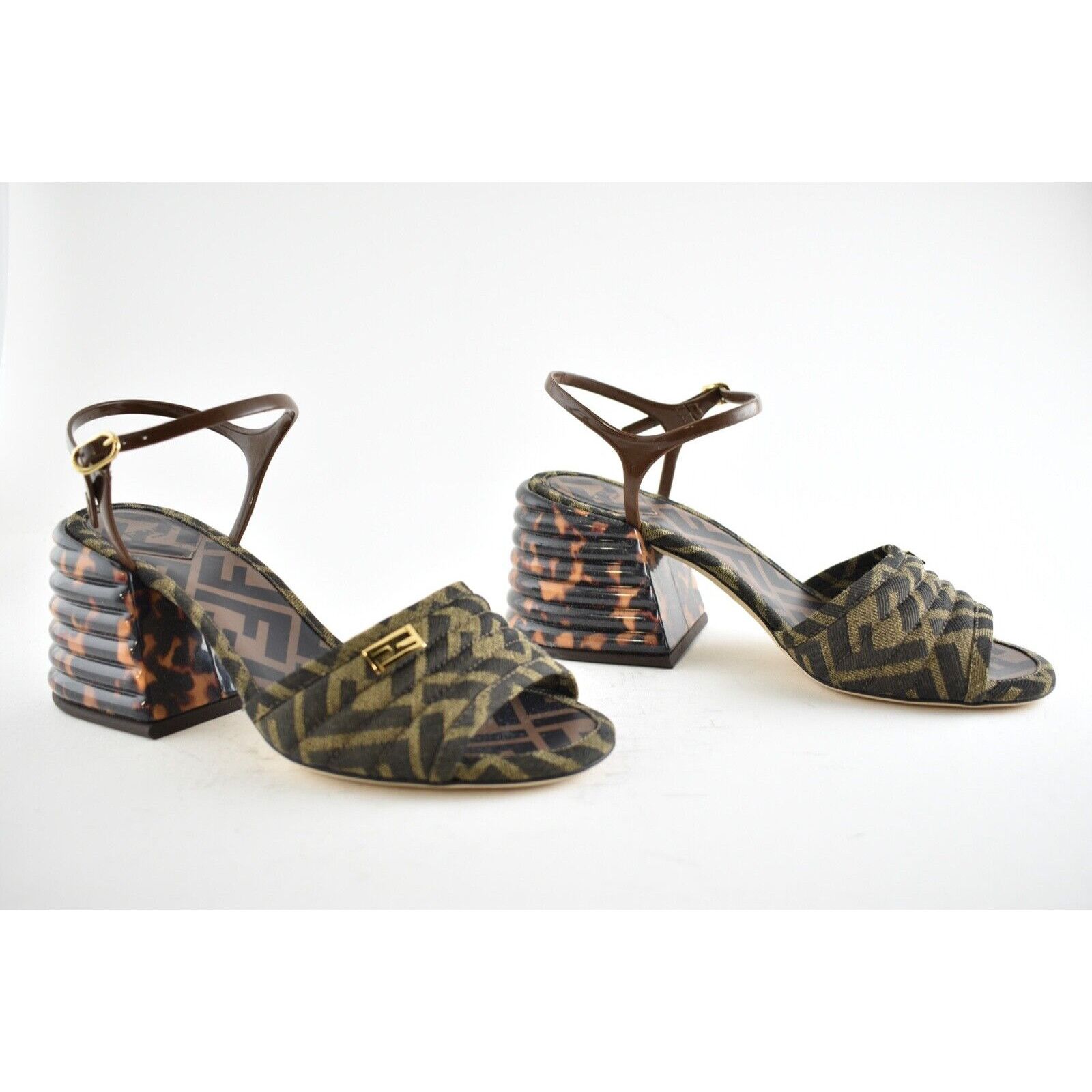 Fendi FF Motif Logo Ankle Strap Sandal Peep Toe Block Heel Pump 36 Size US 6 / IT 36 - 4 Thumbnail