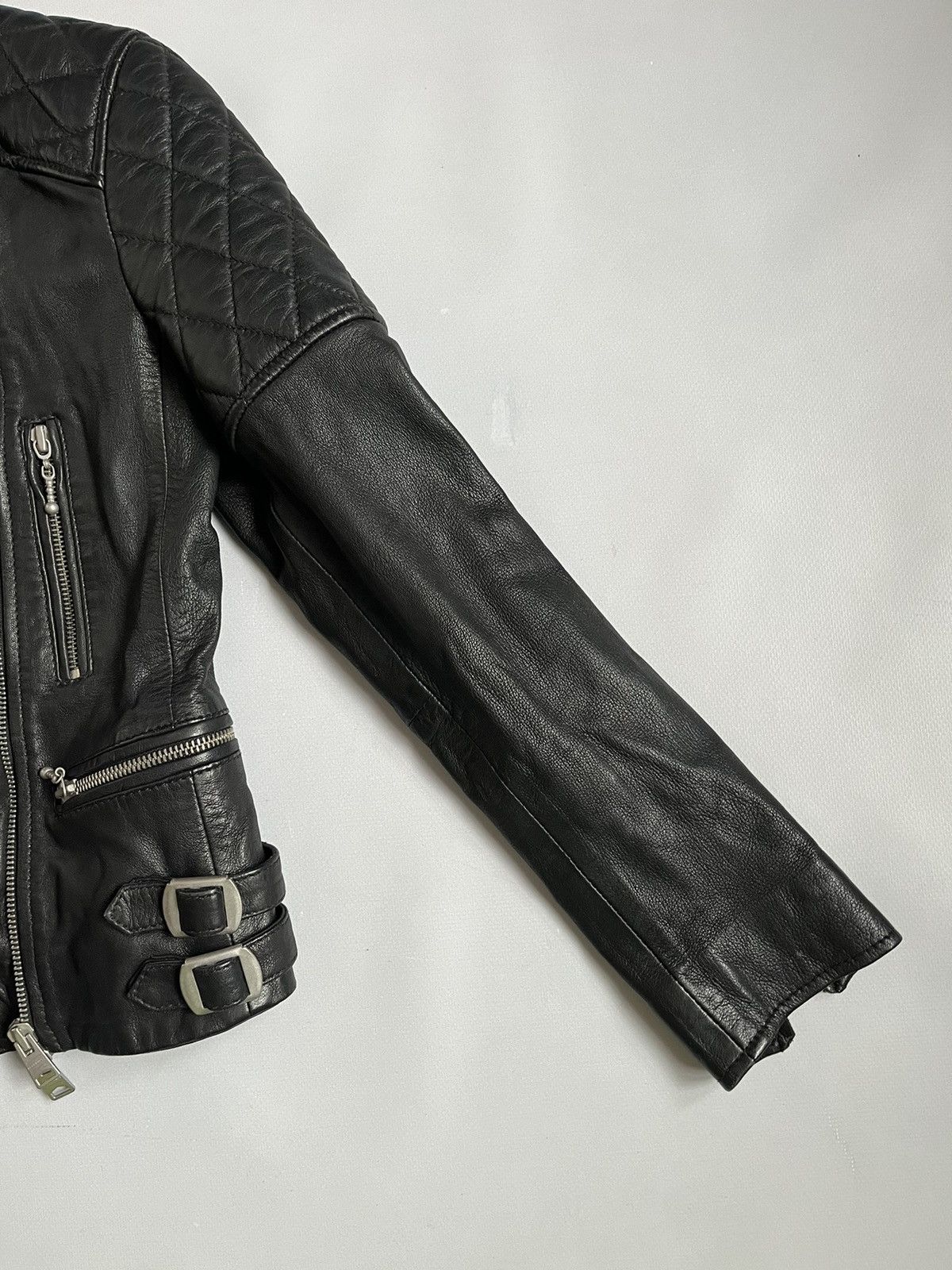 Allsaints AllSaints Women Lamb Leather Black Biker Jacket Size XS / US 0-2 / IT 36-38 - 5 Thumbnail