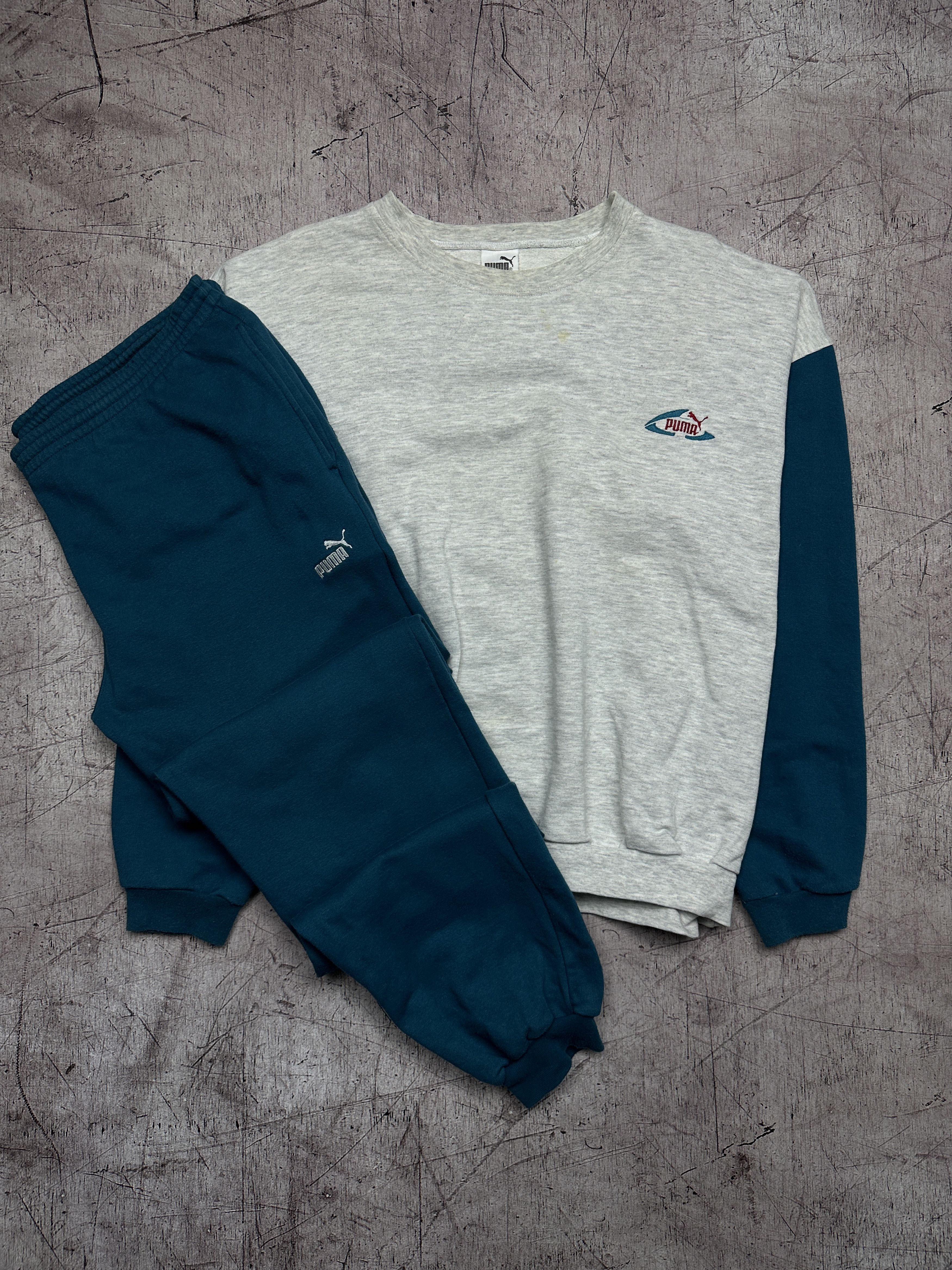 Puma 90s Vintage Mens Track Top Suit Sweatshirt + Pants
