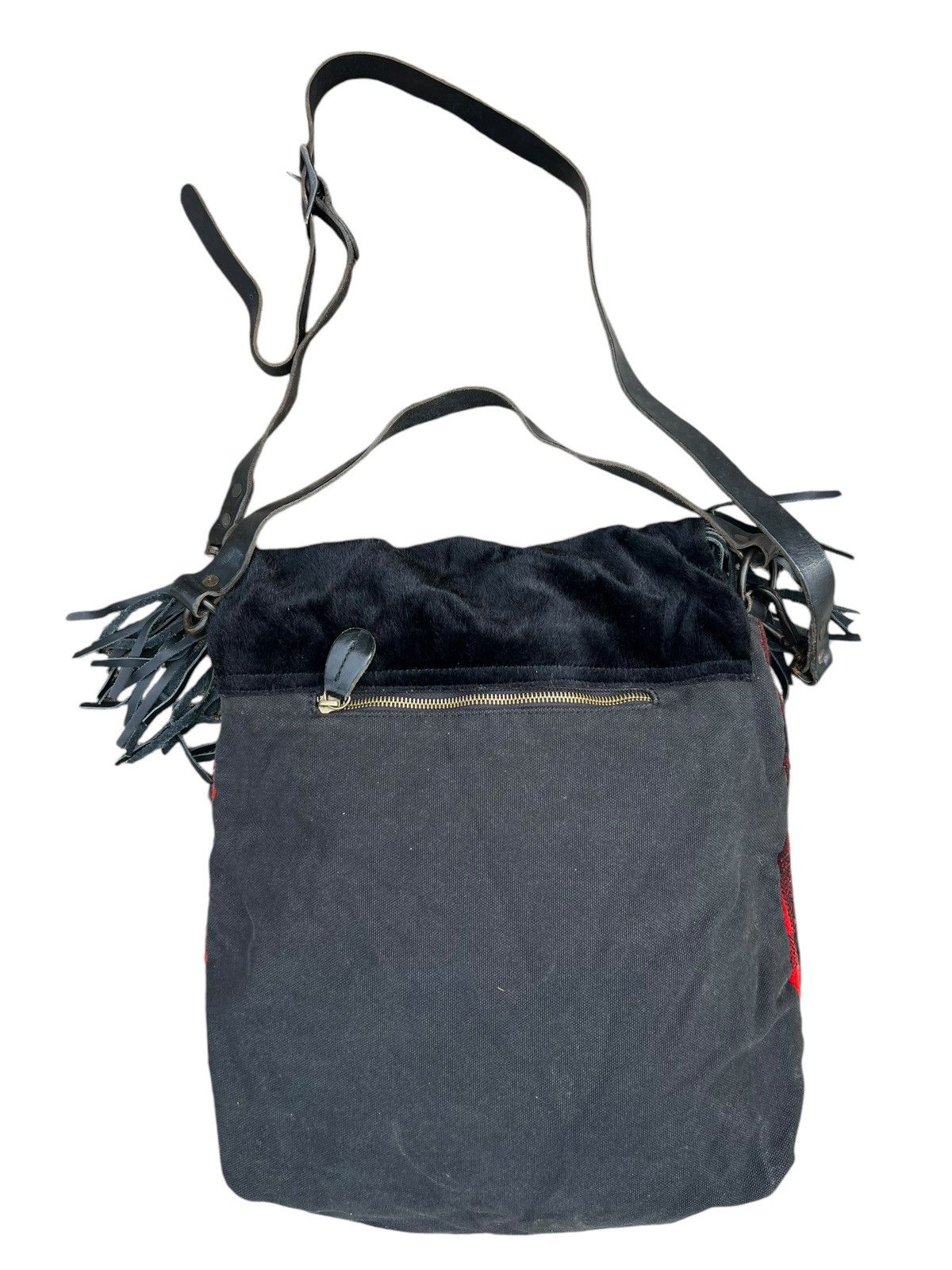 Leather Vintage Ralph Lauren Checks Wool Fringe Leather 2 Way Bag Size ONE SIZE - 10 Thumbnail