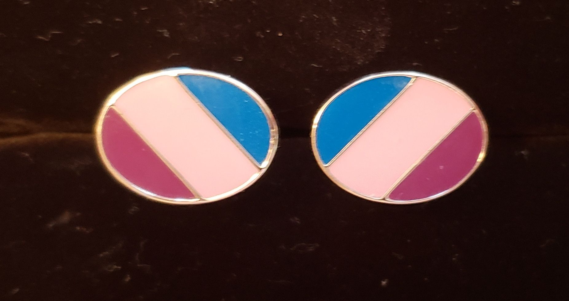 Other striped enamel cuff links blue pink red on silver Size ONE SIZE - 1 Thumbnail