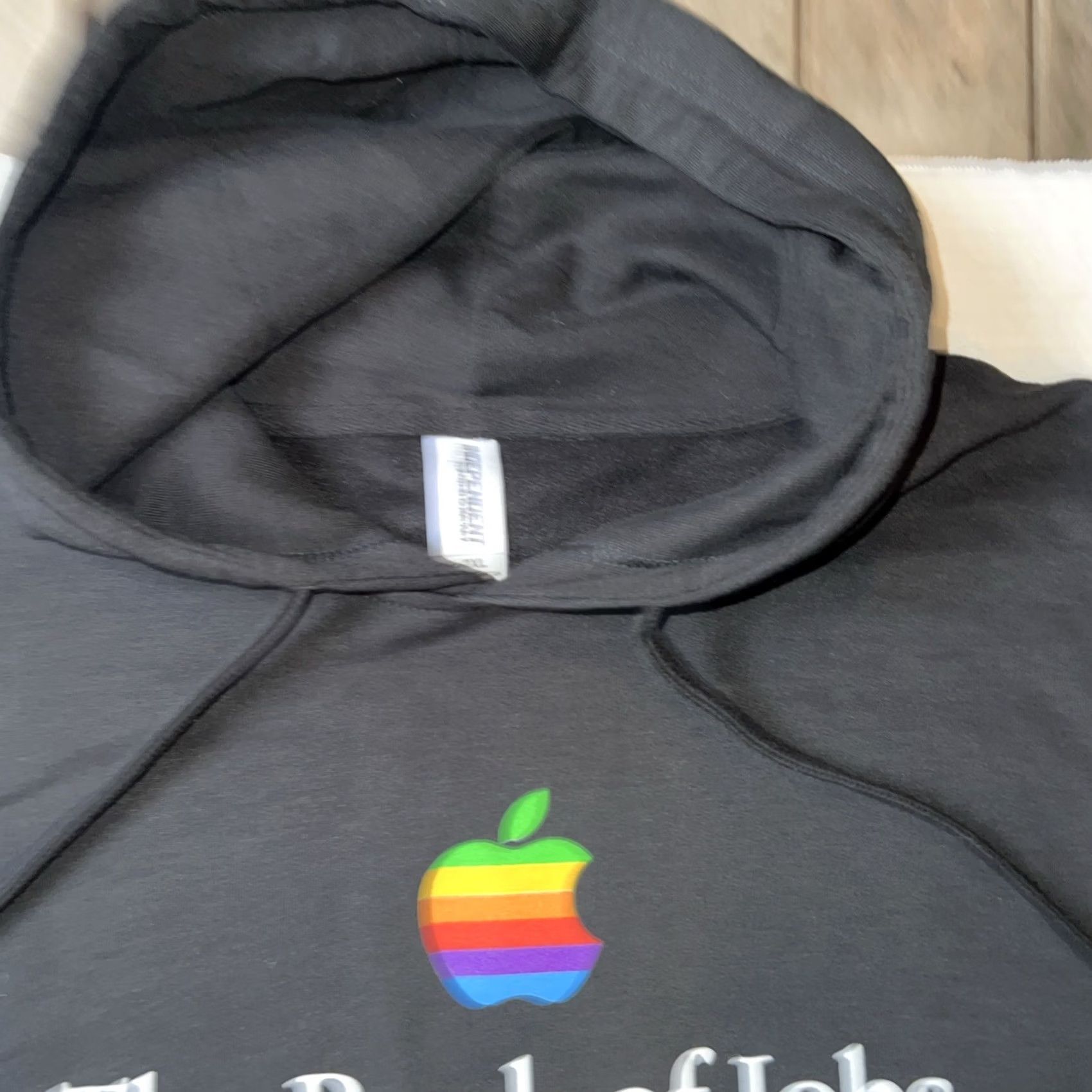 Vintage VINTAGE Independent Trading Company Hoodie 2XL Black Apple Logo The Book Of Jobs Parody Pullover Sweatshirt Unisex Adults Mens Womens Size US XXL / EU 58 / 5 - 7 Thumbnail