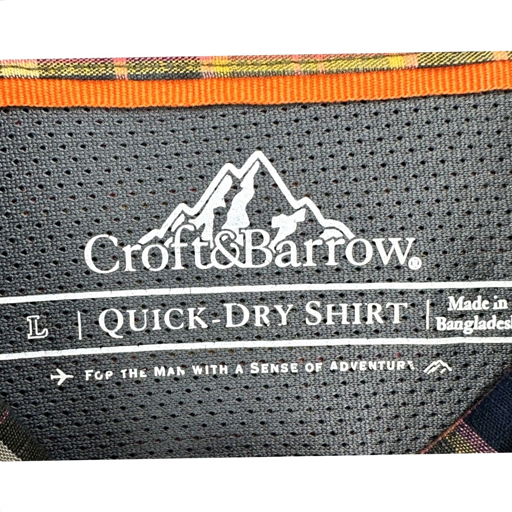 Croft & Barrow Croft Barrow Men Quick Dry Shirt Large Blue Yellow Plaid Outdoor Hiking Vented Breathable Pockets Button-Up Collared Long Sleeve Shirt Mens Size US L / EU 52-54 / 3 - 4 Thumbnail