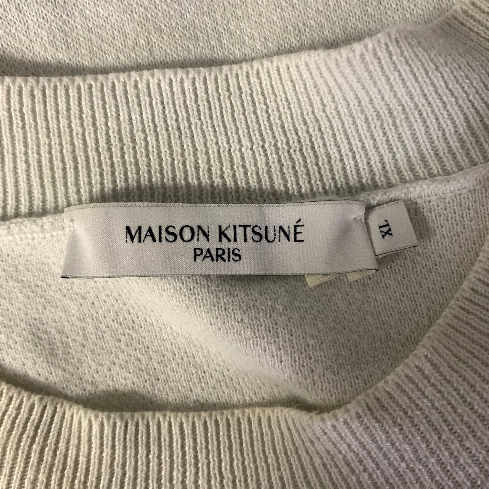 Maison Kitsune MAISON KITSUNE Size XL Off-White Fox Cotton Ribbed Pullover Size US XL / EU 56 / 4 - 5 Thumbnail
