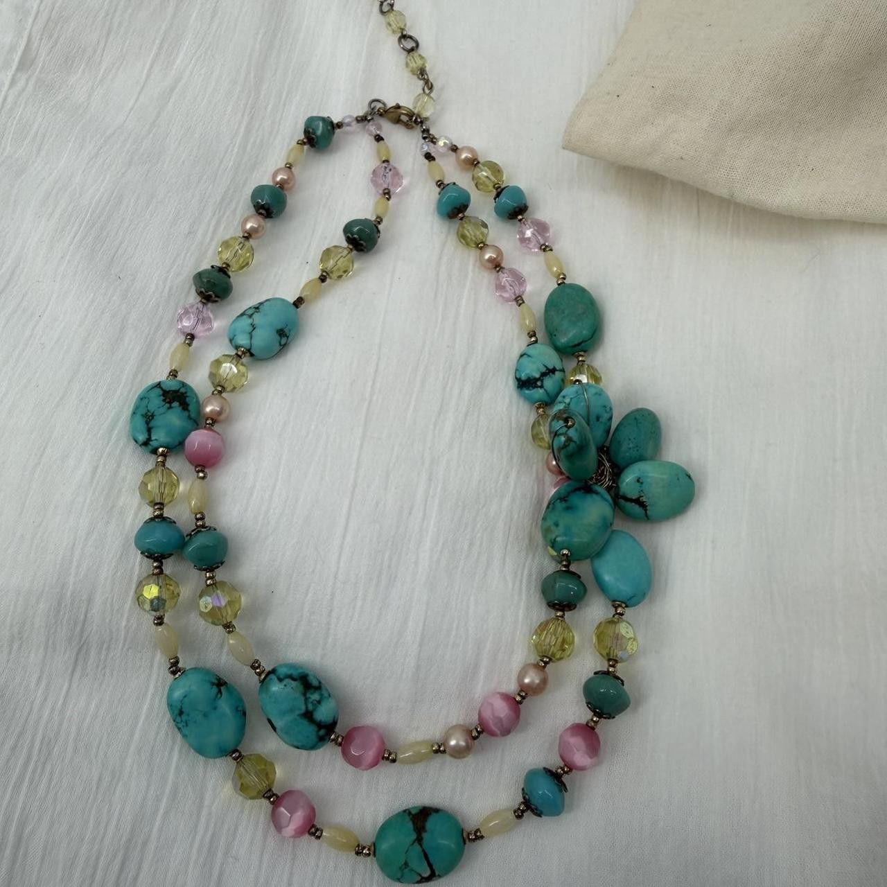 The Unbranded Brand Cool Faux Turquoise MOP Moon glow Crystal Gold tone Strand Size ONE SIZE - 2 Thumbnail