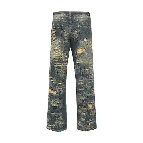 Japanese Brand Straight spliced Distressed Denim Size US 35 - 4 Thumbnail