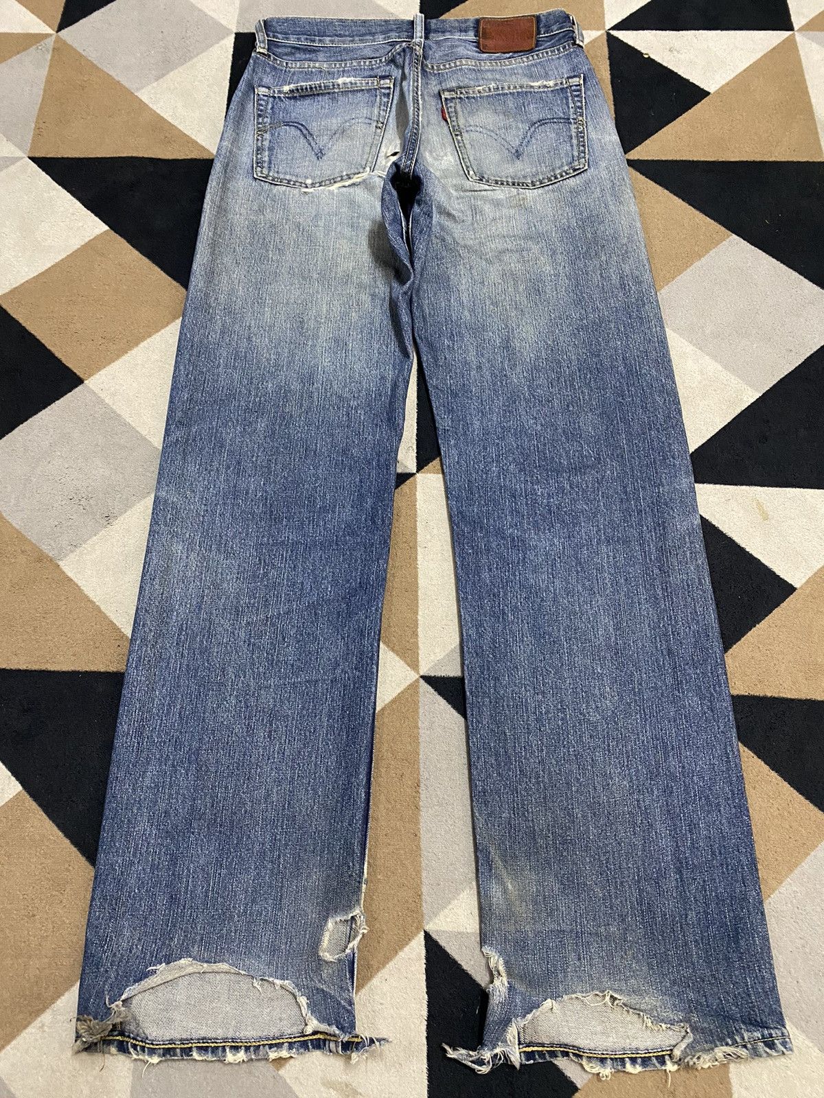 Levi's Vintage Clothing Vintage Levis 503 Blue Wash Trash Distressed Jeans Size US 30 / EU 46 - 2 Thumbnail