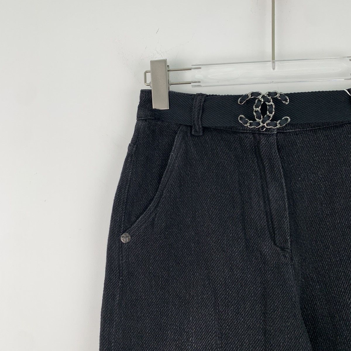 Chanel Chanel Black Logo Emblem Casual Wide-Leg Denim Pants K26WX Size 24" / US 00 / IT 34 - 3 Thumbnail