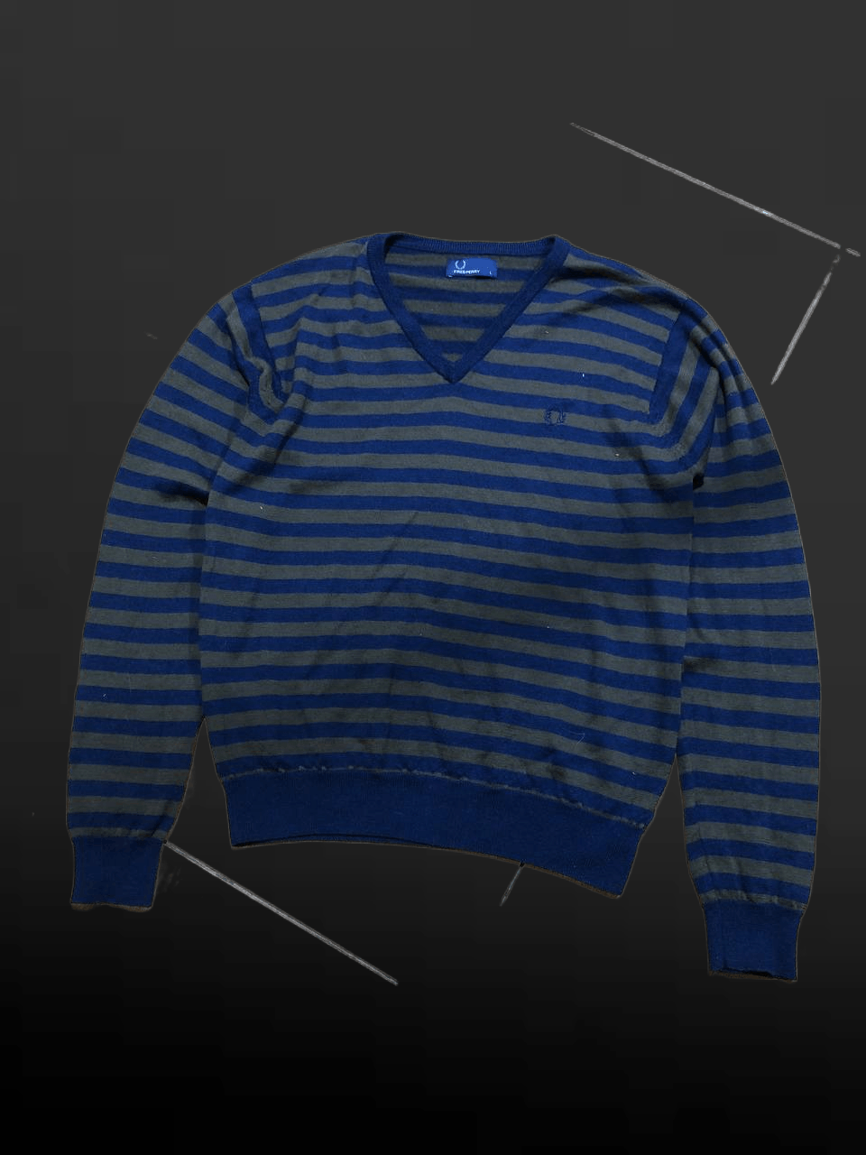 Fred Perry Fred Perry Mens Sweater Navy V-Neck Pullover Jumper Casual Size US L / EU 52-54 / 3 - 1 Thumbnail