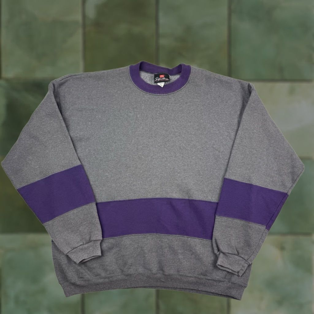 Hanes VINTAGE Hanes Sweatshirt Adult XL Signature Collection Cut And Sew 90s Gray Crew Neck Pullover Size US XL / EU 56 / 4 - 1 Thumbnail