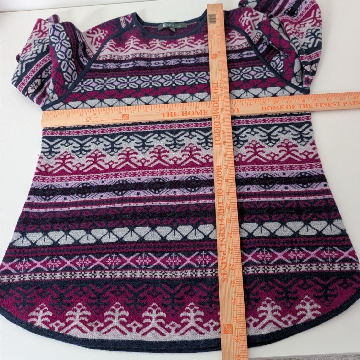 Designer Title Nine Fair Isle Sweater Womens Size XL Purple Knit Long Size XL / US 12-14 / IT 48-50 - 8 Thumbnail